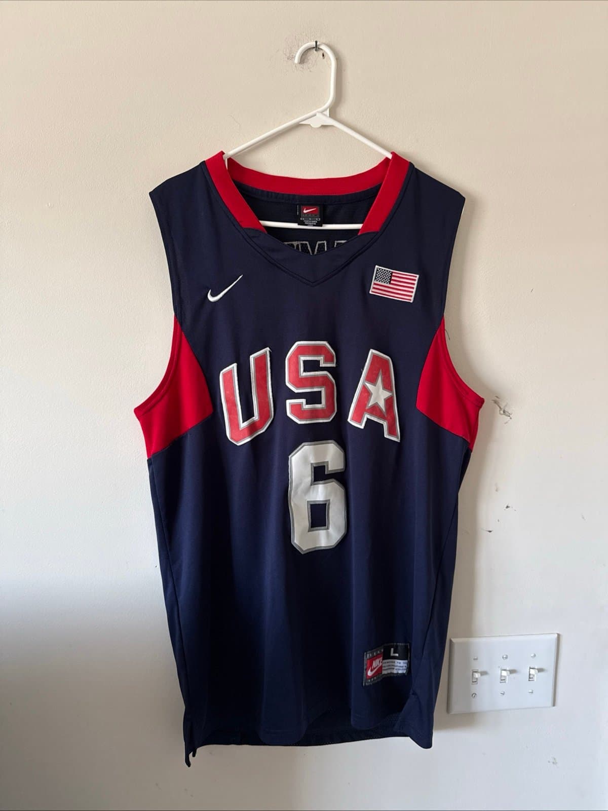 Men’s Nike LeBron James #6 Team USA 2008 Beijing Olympics Jersey Sz L Blue RARE - Image 1