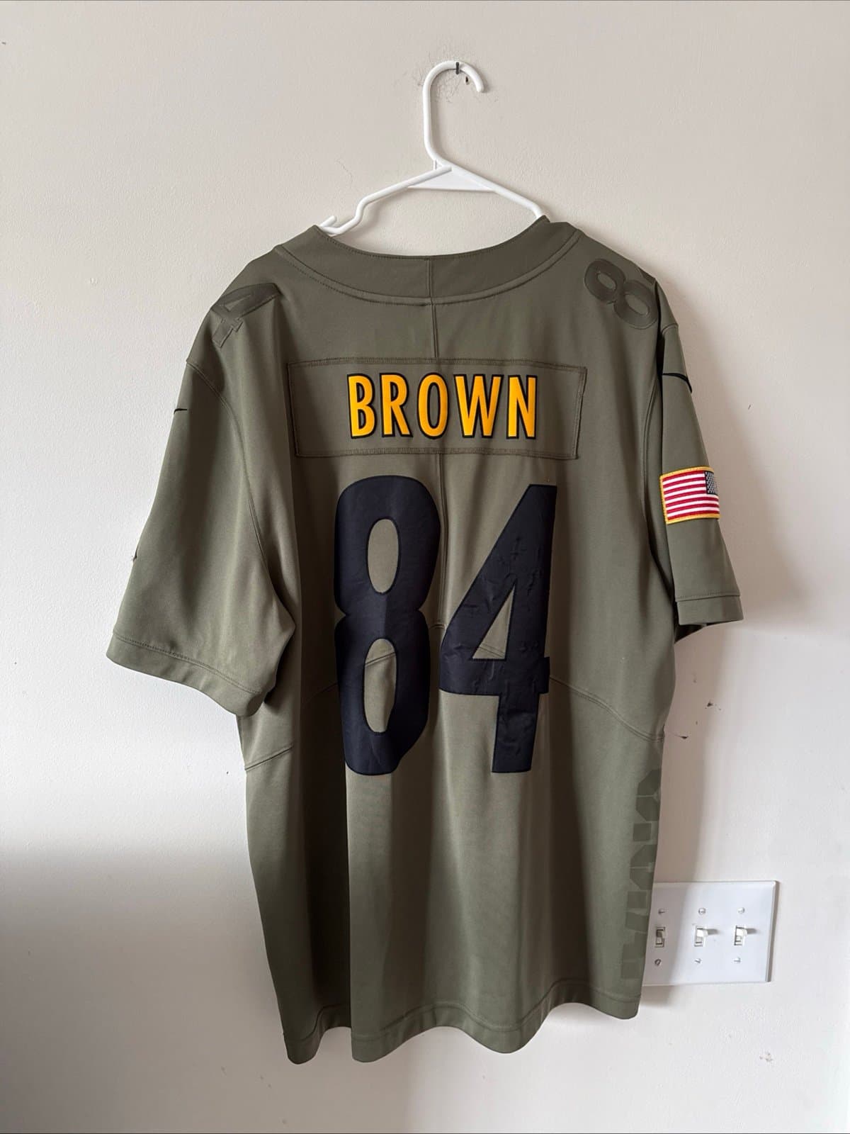 Men’s Nike Antonio Brown #84 Pittsburgh Steelers Salute To Service Jersey Sz XL - Thumbnail 7