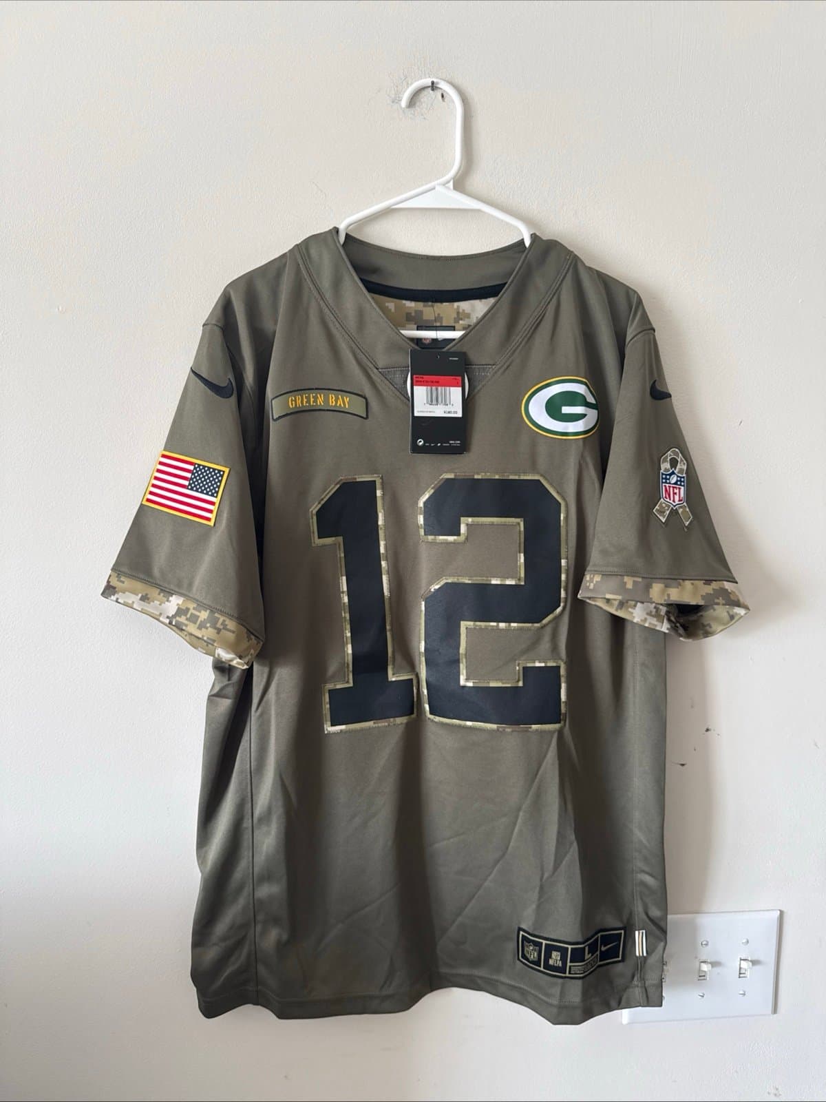 Men's Nike Aaron Rodgers #12 GB Packers Salute To Service Lmtd Jersey Sz L NWT - Image 1