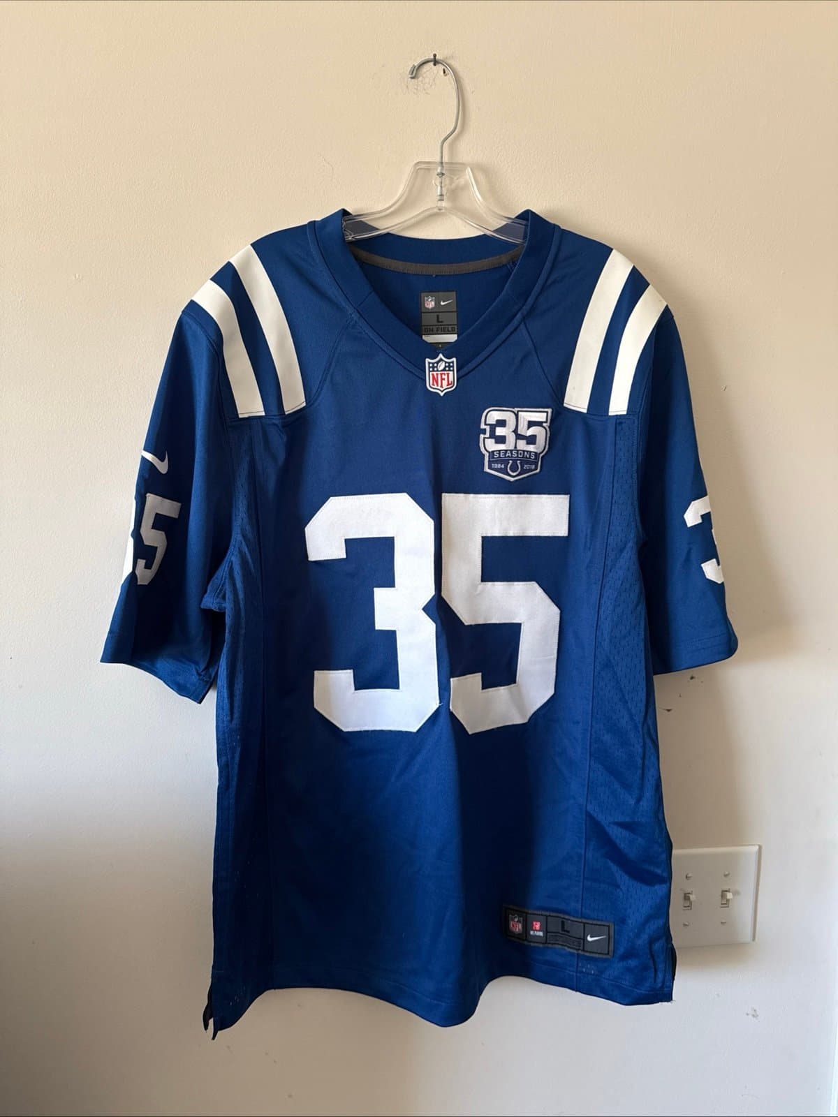 Men’s Nike Indianapolis Colts “Old National” 35 Seasons Jersey Sz L - Blue RARE - Image 1