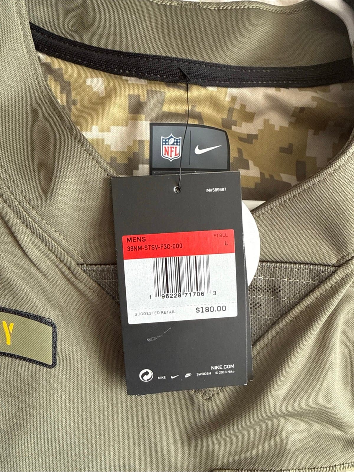 Men's Nike Aaron Rodgers #12 GB Packers Salute To Service Lmtd Jersey Sz L NWT - Thumbnail 5