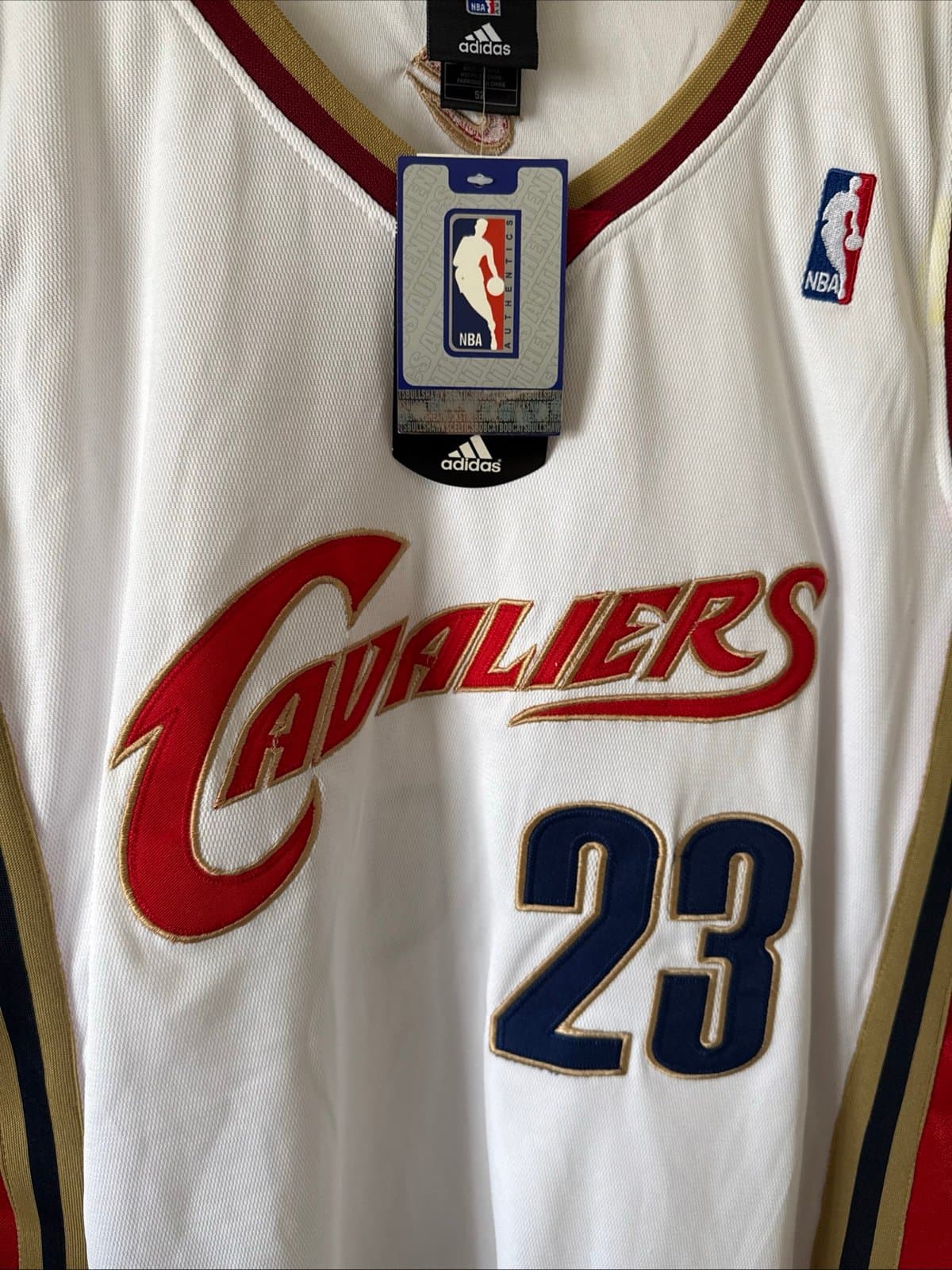 Men’s Adidas Lebron James #23 Cleveland Cavaliers Jersey Sz 52 - White NWT RARE - Thumbnail 2