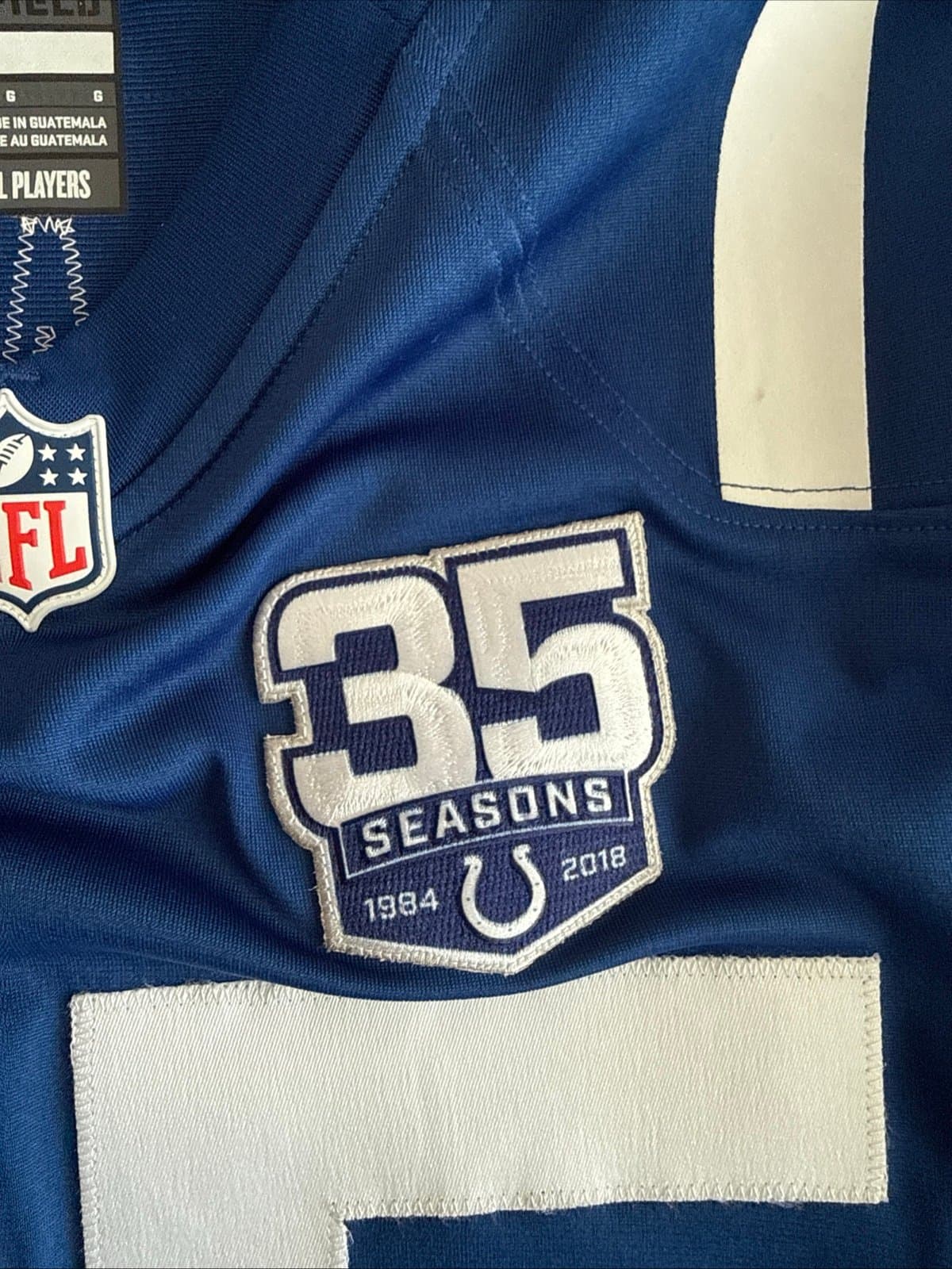 Men’s Nike Indianapolis Colts “Old National” 35 Seasons Jersey Sz L - Blue RARE - Thumbnail 4