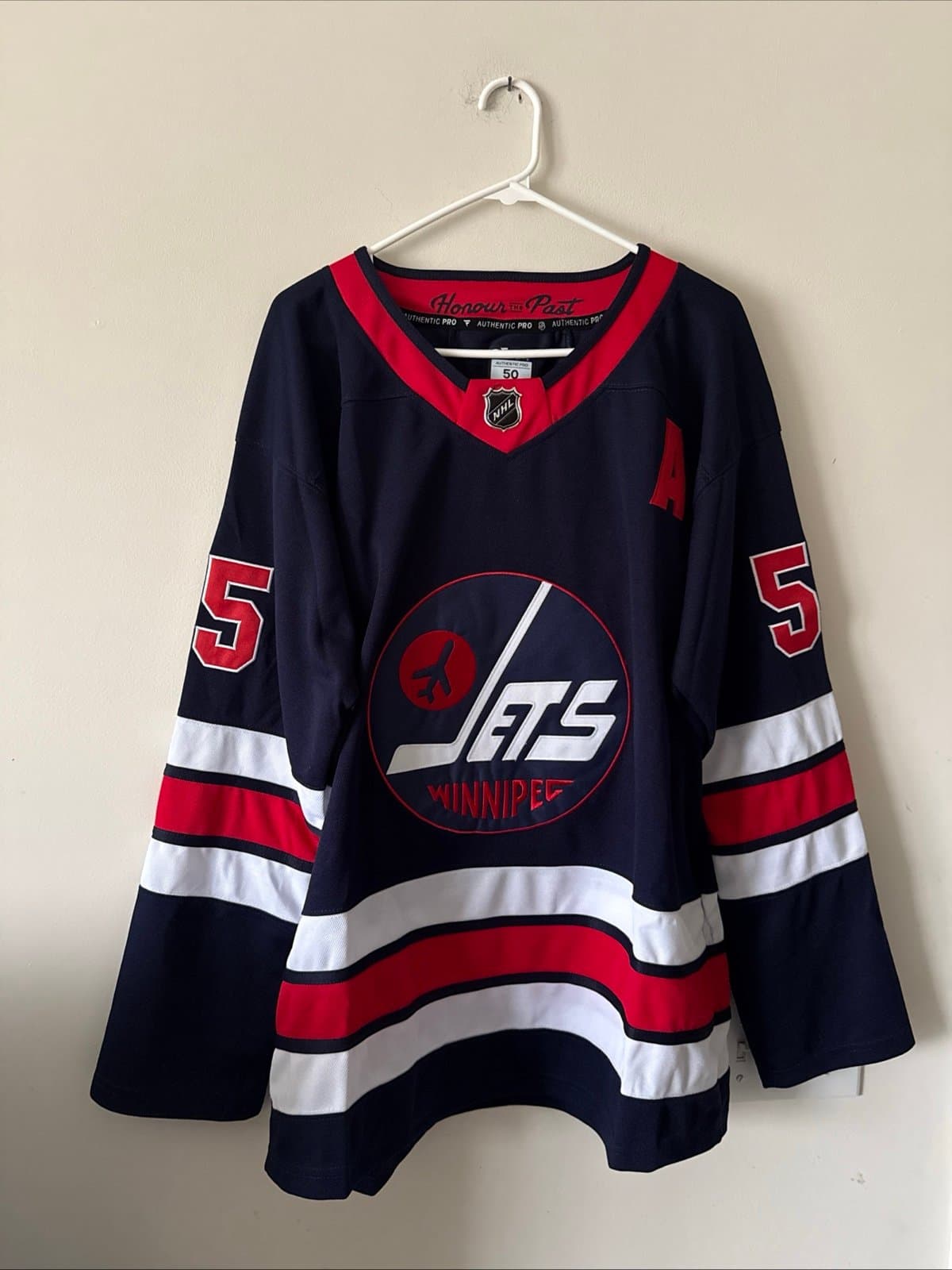 Men’s Fanatics Mark Scheifele #55 Winnipeg Jets NHL Jersey Sz 50 - Blue RARE - Image 1