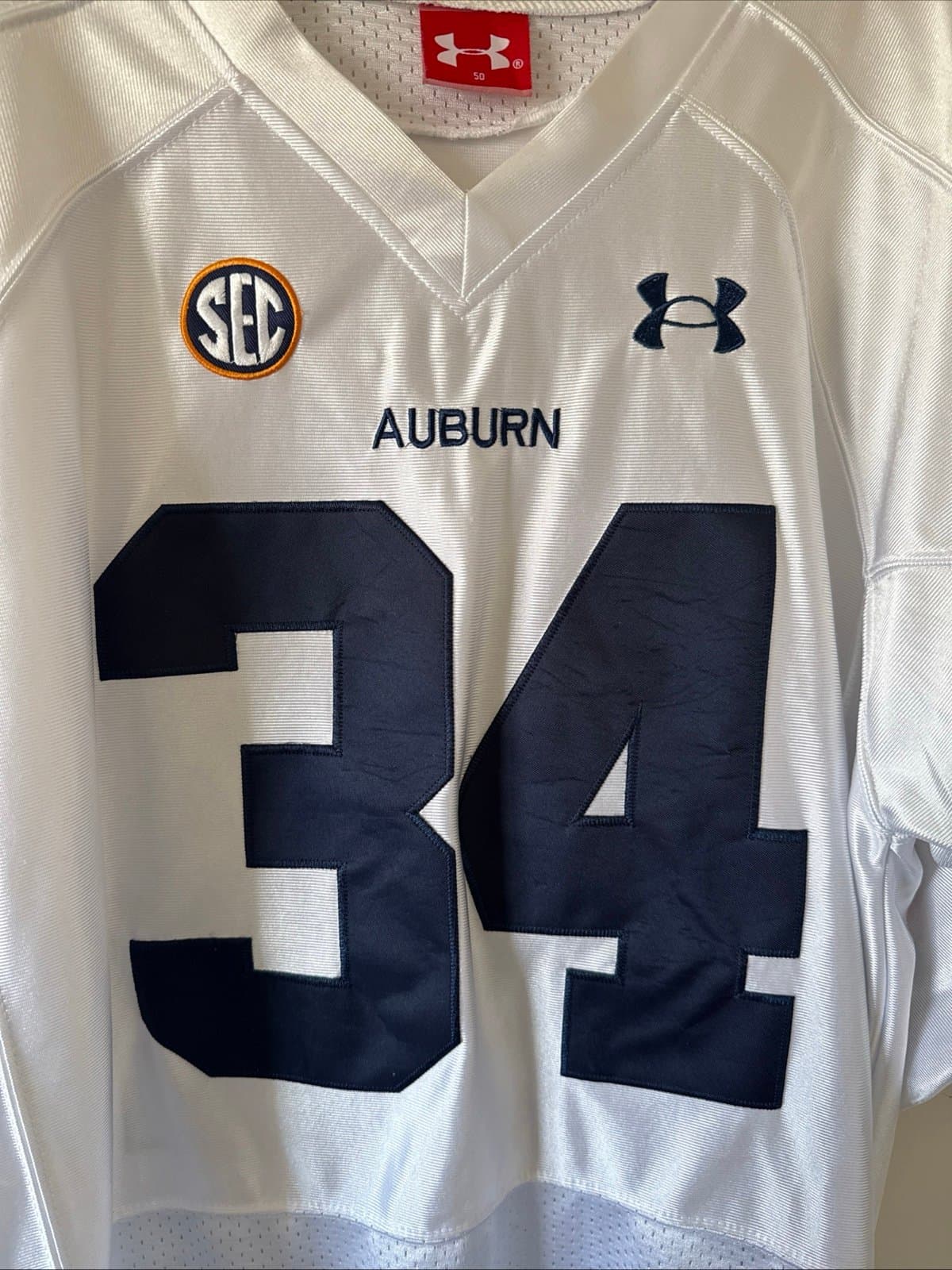 Men’s Under Armour Bo Jackson #34 Auburn Tigers NCAA Jersey Sz 50 - White - Thumbnail 2