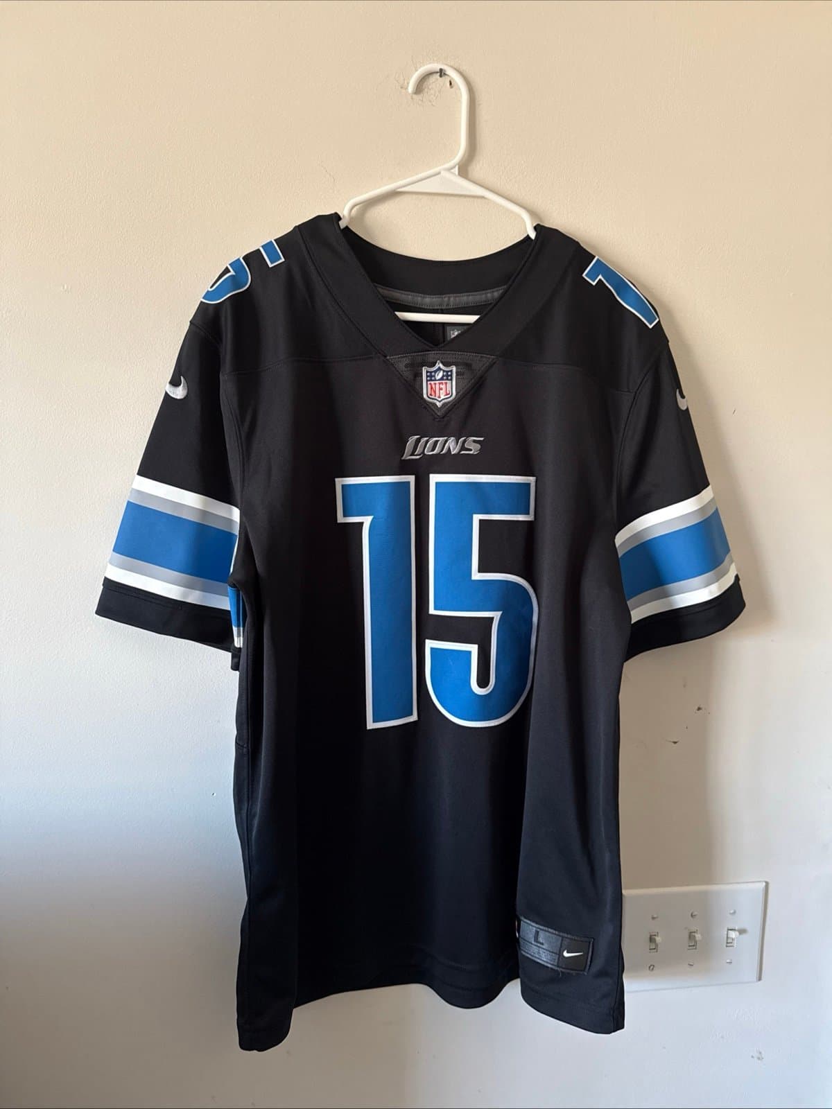 Men’s Nike Golden Tate #15 Detroit Lions Vapor Lmtd Alt Jersey Sz L - Black RARE - Image 1