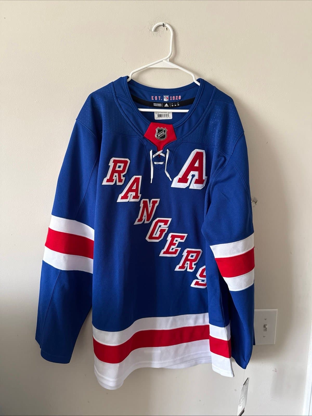 Men’s Adidas Jacob Trouba #8 NY Rangers Authentic A Patch Jersey Sz 54 NWT RARE - Image 1