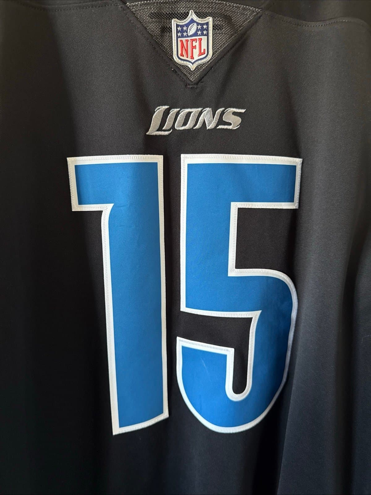 Men’s Nike Golden Tate #15 Detroit Lions Vapor Lmtd Alt Jersey Sz L - Black RARE - Thumbnail 2