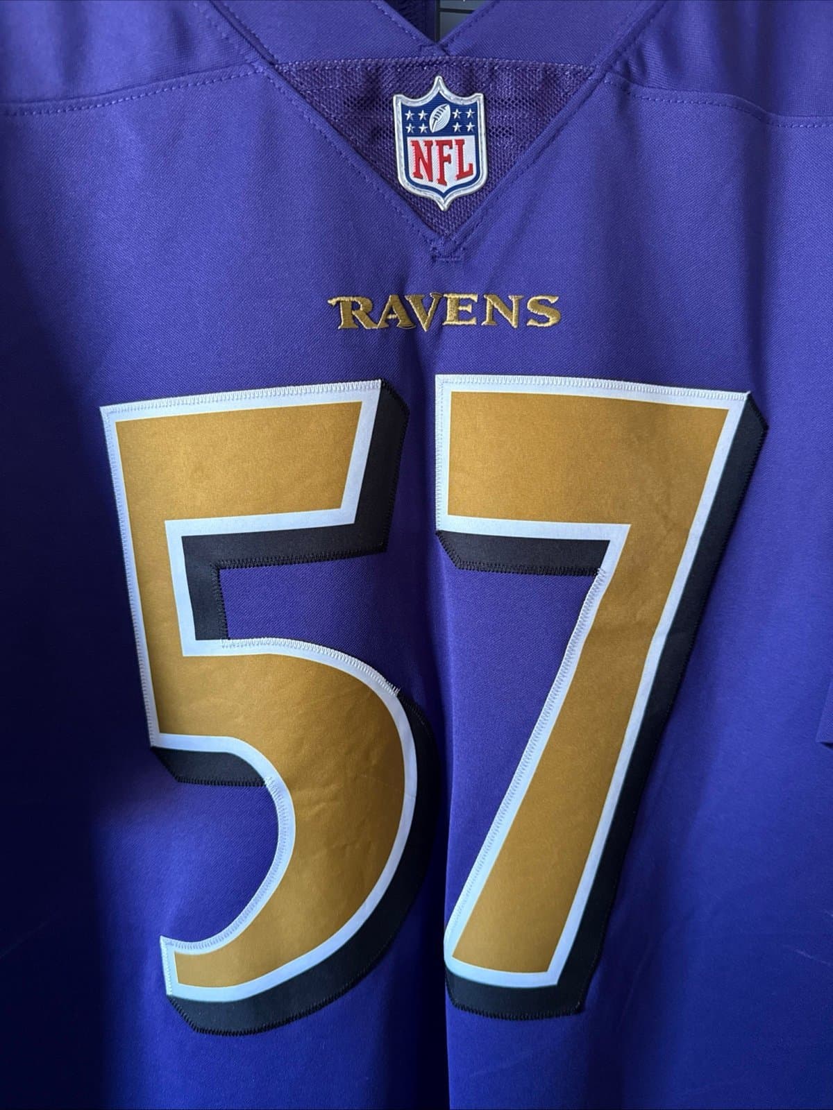 Men’s Nike CJ Mosley #57 Baltimore Ravens Color Rush Vapor Lmtd Jersey Sz L RARE - Thumbnail 2