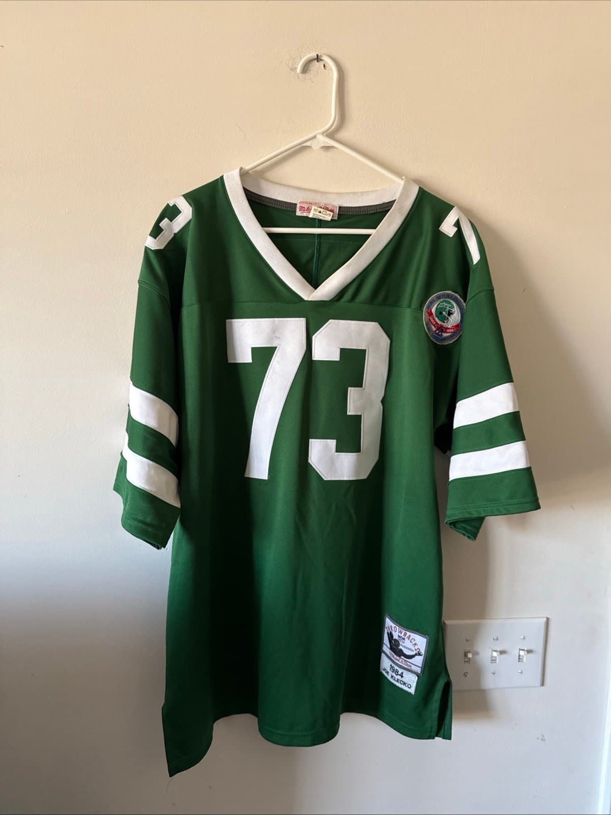 Men’s Mitchell & Ness Joe Klecko #73 NY Jets 1984 Jersey Silver Anniv Sz 54 RARE - Image 1