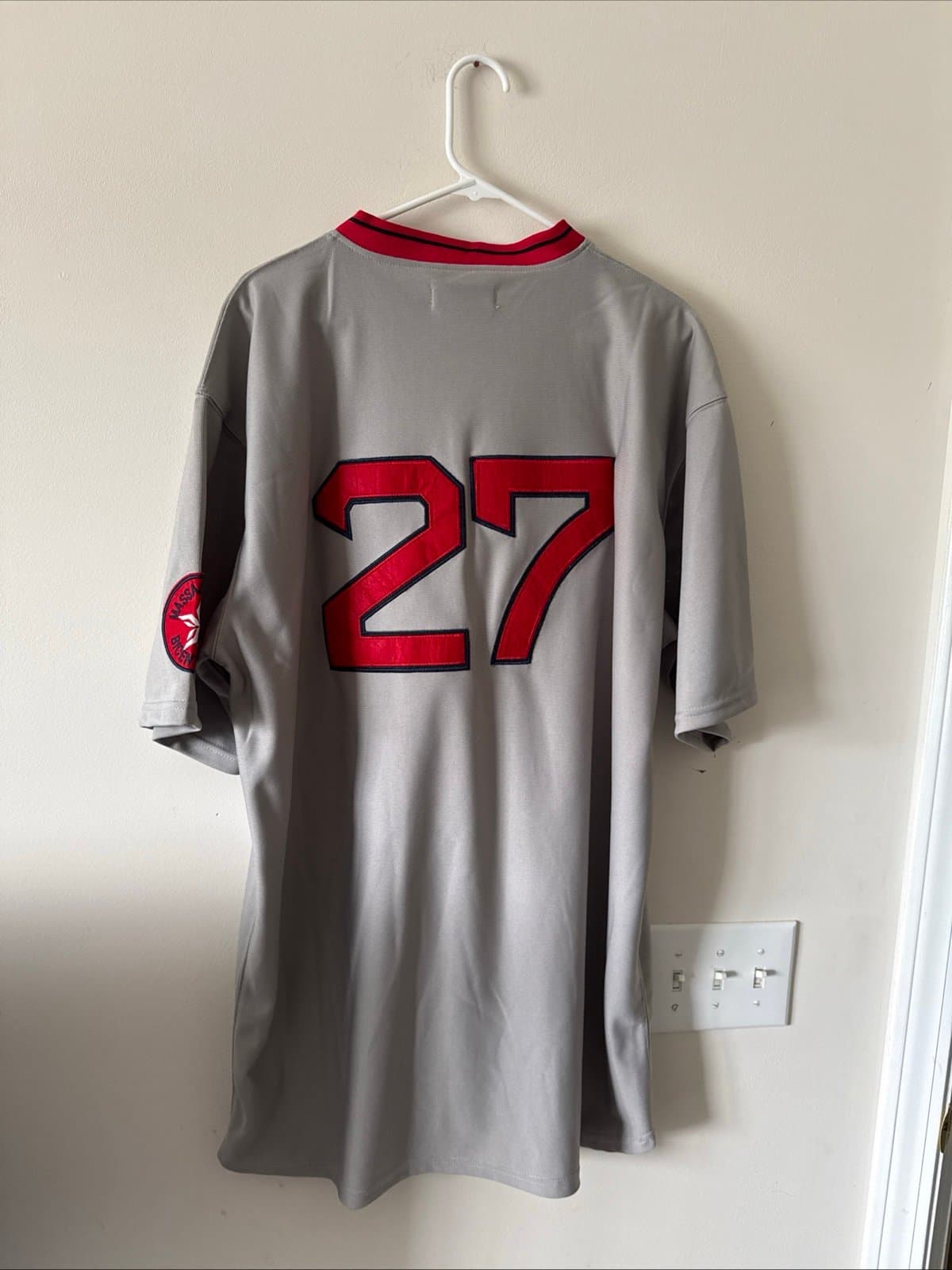 Men’s Mitchell & Ness Carlton Fisk #27 1975 Boston Red Sox Jersey Sz 54 - Gray - Thumbnail 6