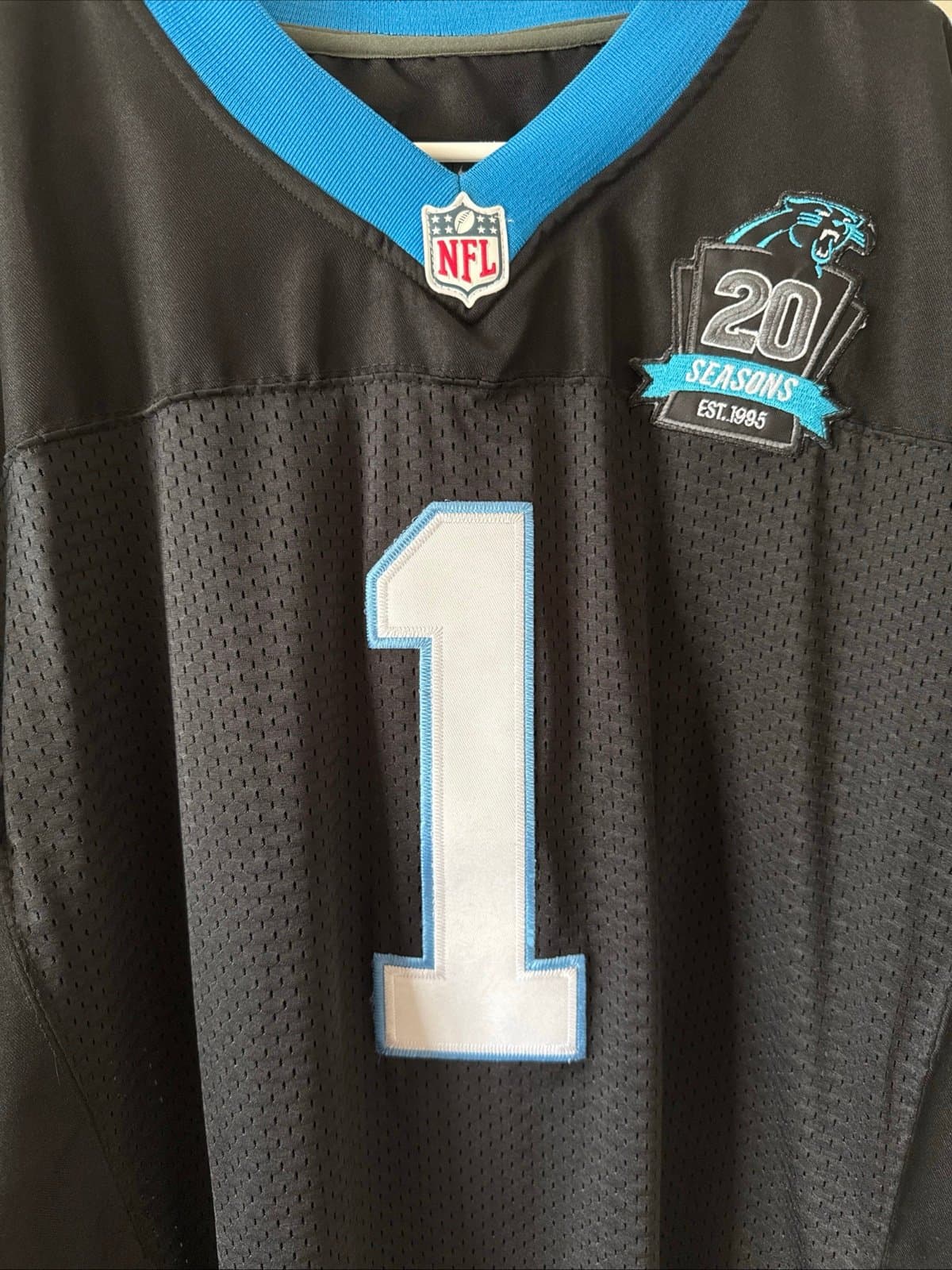 Men’s Nike Cam Newton #1 Carolina Panthers 20th Anniversary Jersey Sz 52 - RARE - Thumbnail 2
