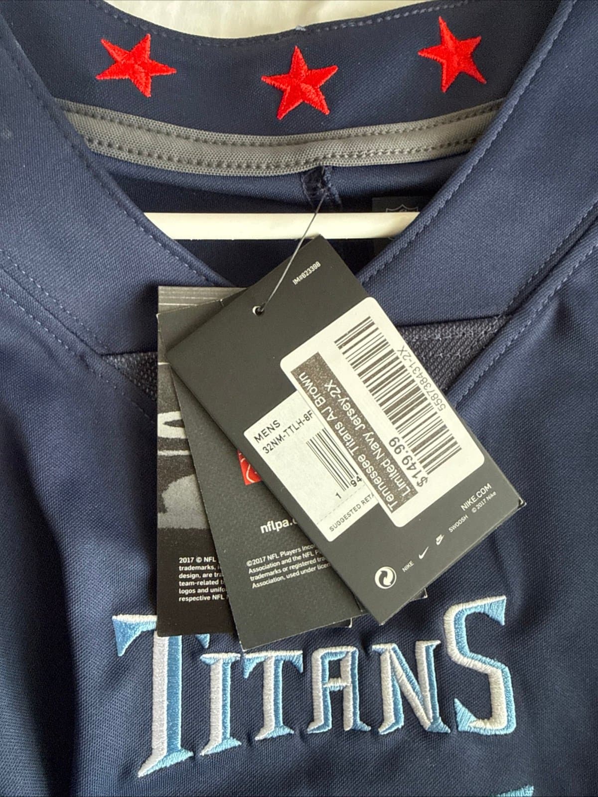 Men’s Nike AJ Brown #11 Tennessee Titans Vapor Lmtd Jersey Sz 2XL Blue NWT RARE - Thumbnail 6