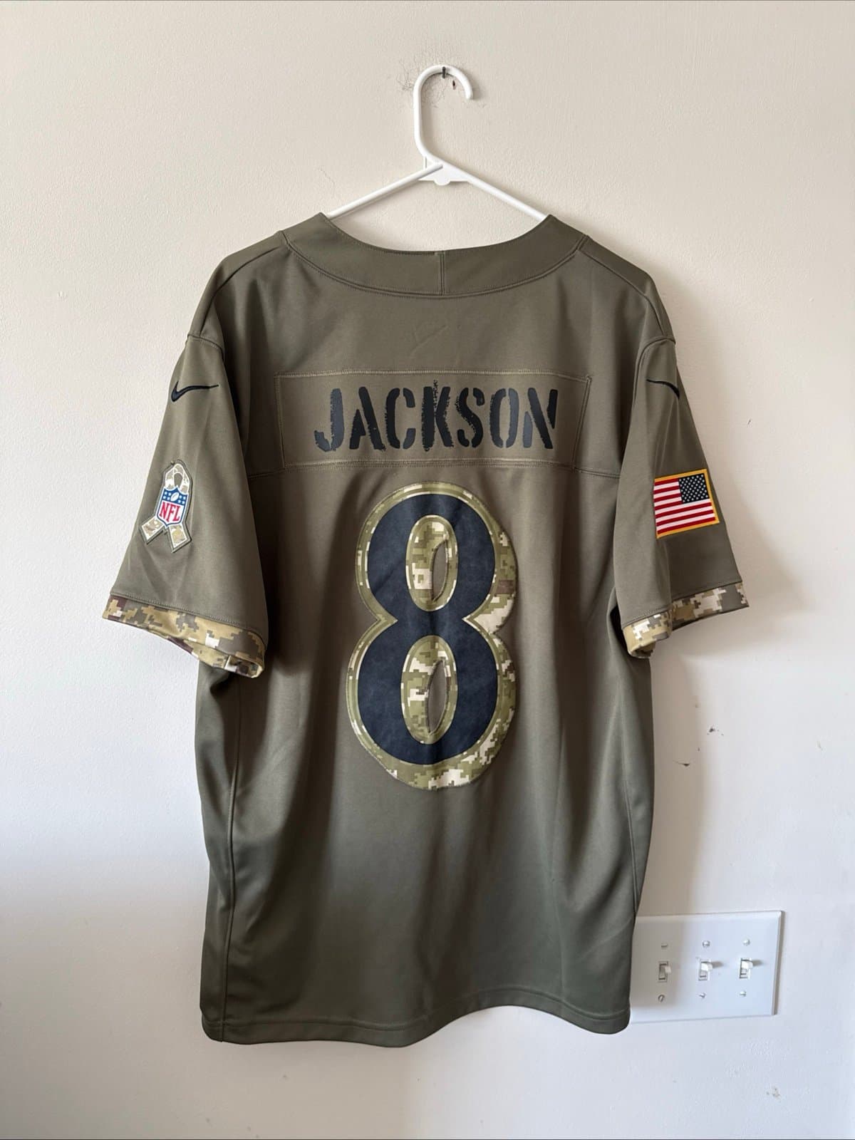 Men’s Lamar Jackson #8 Baltimore Ravens 2022 Salute To Service Jersey Sz L RARE - Thumbnail 6