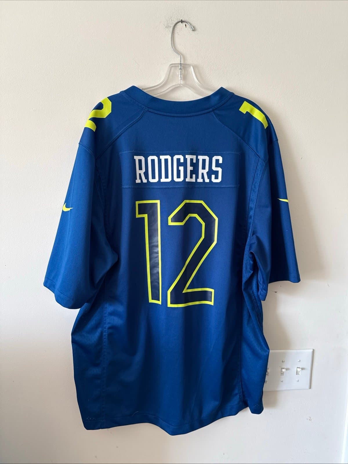Men’s Nike Aaron Rodgers #12 GB Packers 2017 Pro Bowl NFC Jersey Sz XL Blue RARE - Thumbnail 6