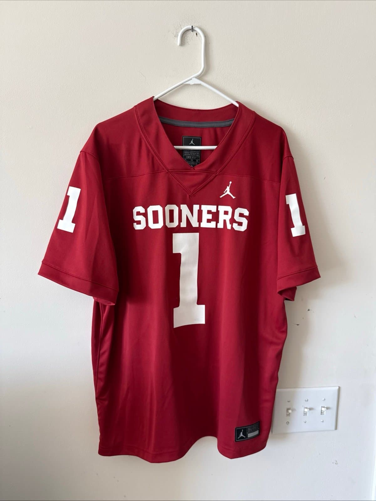 Men’s Jordan Kyler Murray #1 Oklahoma Sooners NCAA Football Jersey Sz XL - RARE - Image 1