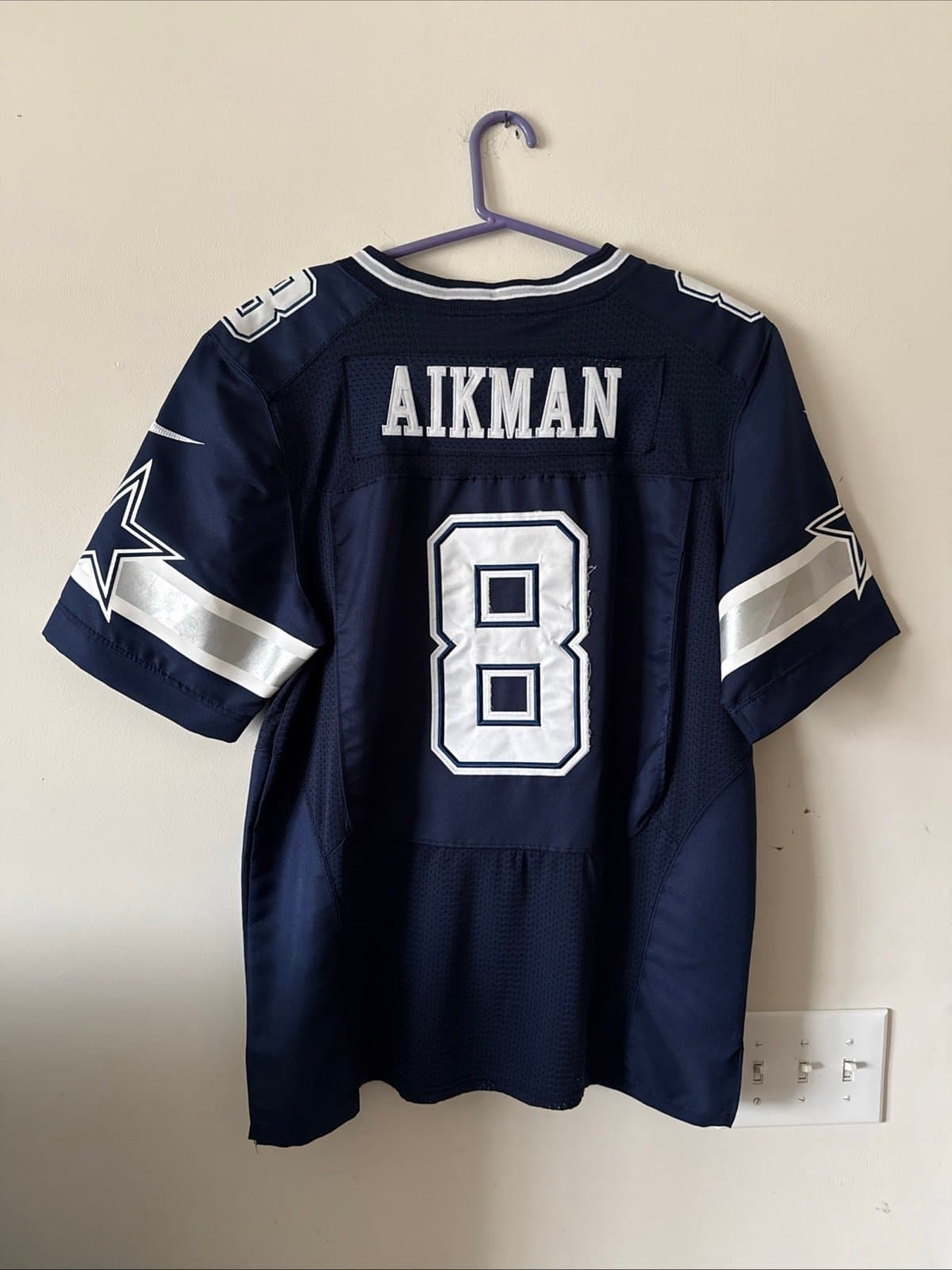 Men’s Nike Troy Aikman #8 Dallas Cowboys NFL Football Jersey Sz 40 - Blue RARE - Thumbnail 6