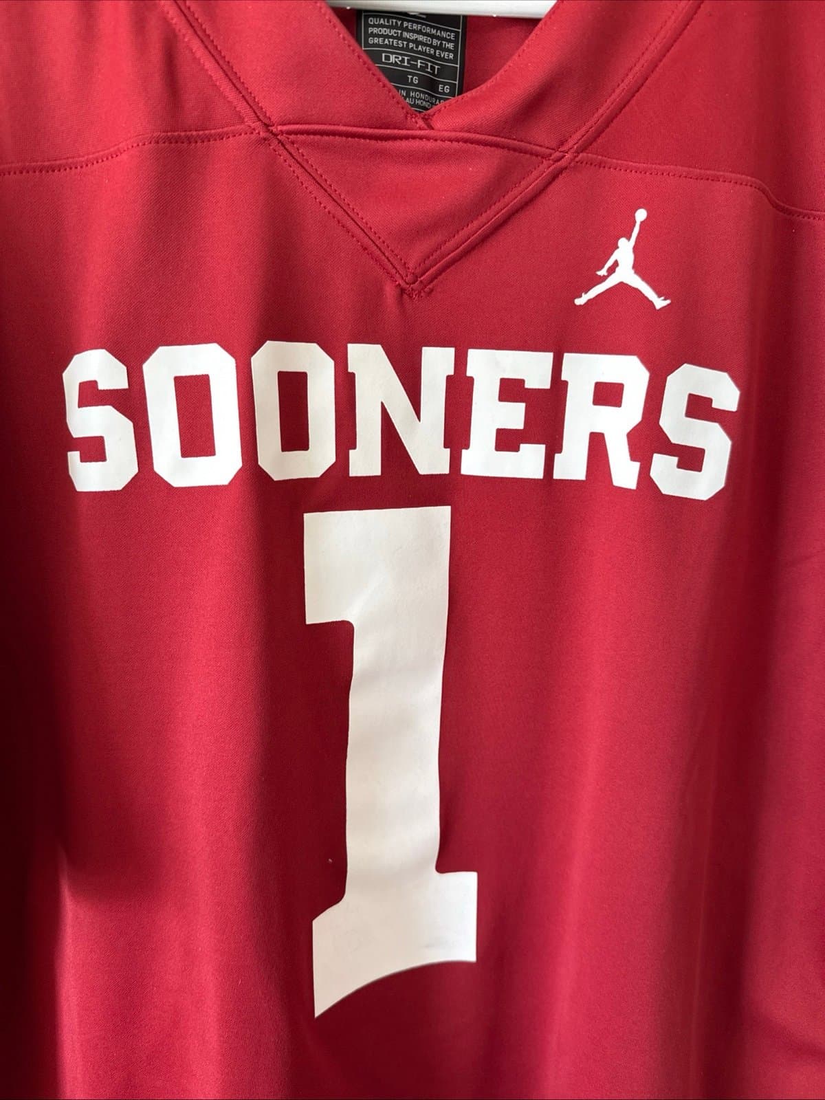 Men’s Jordan Kyler Murray #1 Oklahoma Sooners NCAA Football Jersey Sz XL - RARE - Thumbnail 2