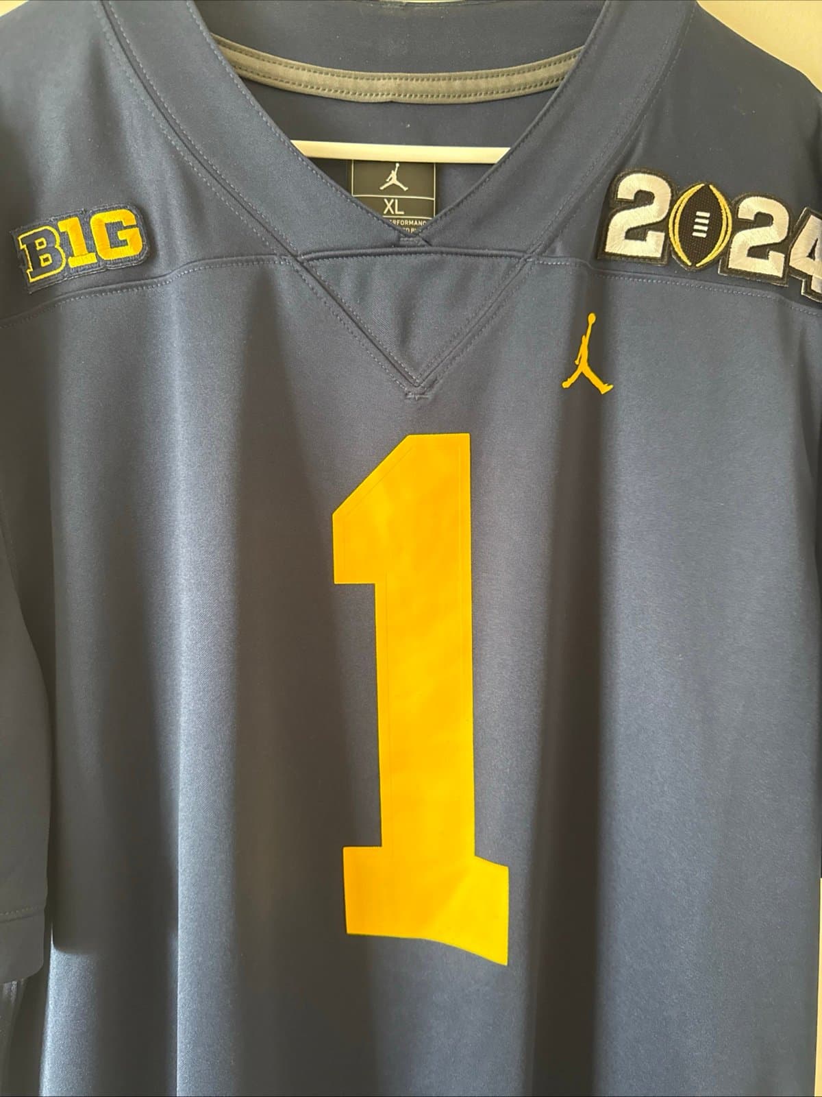 Men’s Jordan Michigan Wolverines #1 2024 Championship Jersey Sz XL - Blue RARE - Thumbnail 2