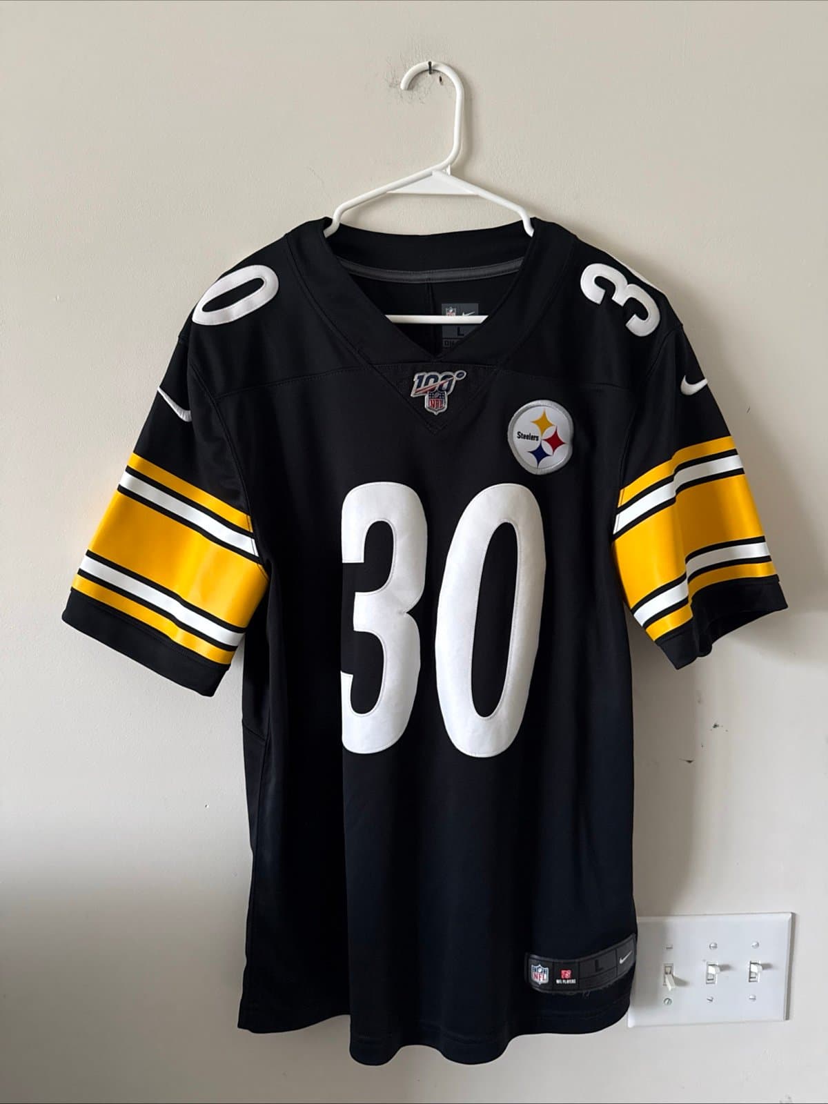 Men’s Nike James Conner #30 Steelers 100 Patch Vapor Lmtd Jersey Sz L Black RARE - Image 1