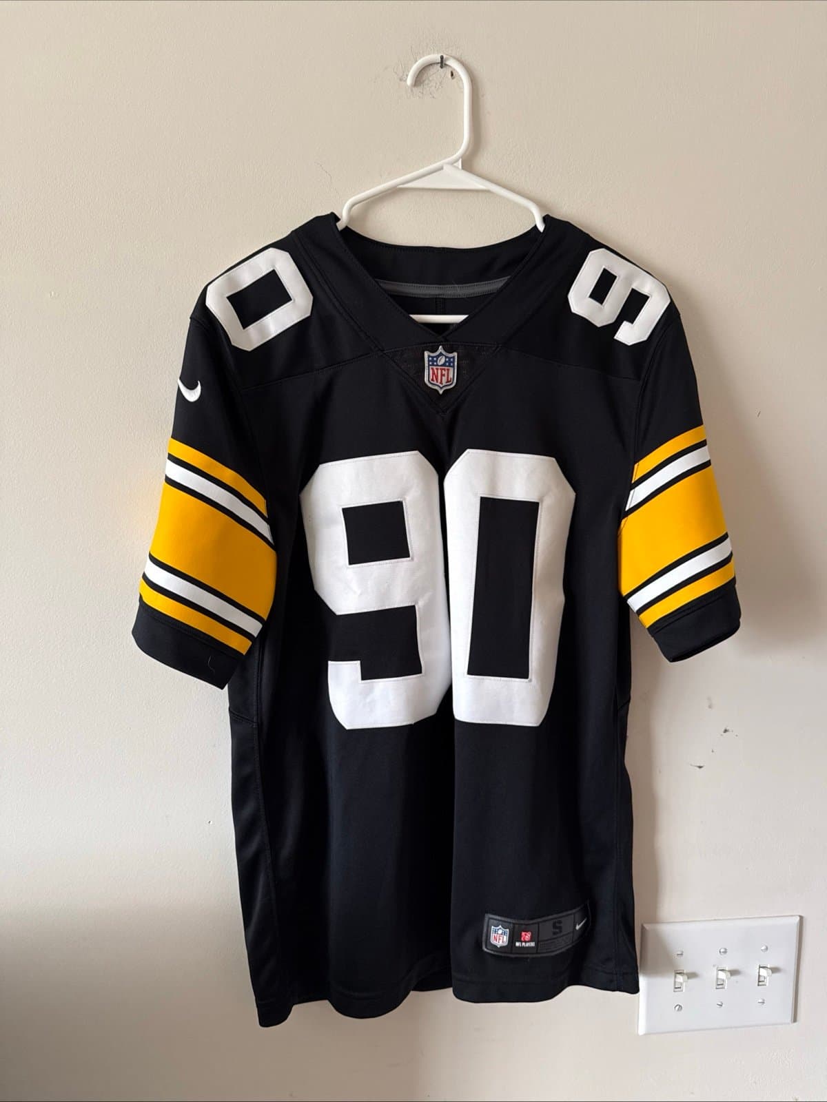 Men’s Nike TJ Watt #90 Pittsburgh Steelers Vapor Lmtd Throwback Jersey Sz S RARE - Image 1