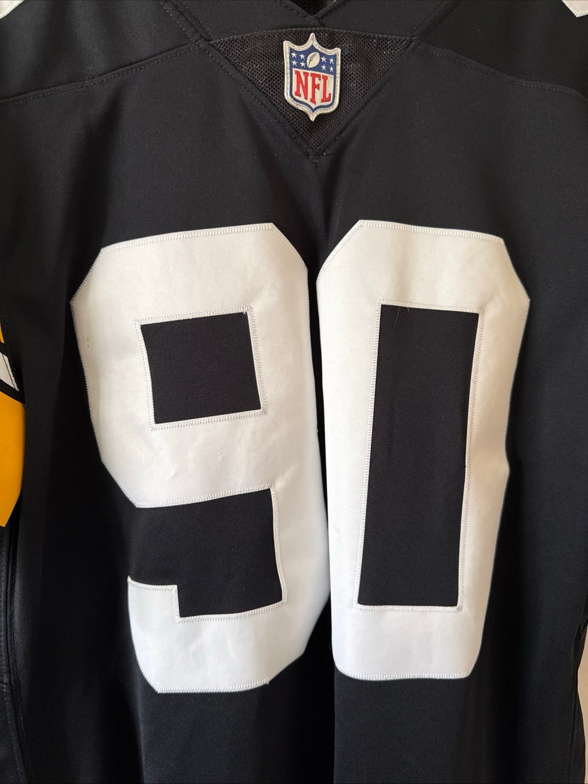 Men’s Nike TJ Watt #90 Pittsburgh Steelers Vapor Lmtd Throwback Jersey Sz S RARE - Thumbnail 2