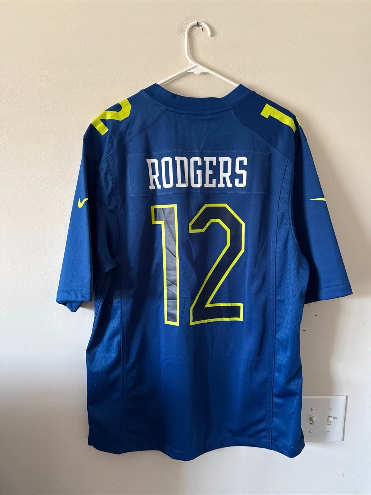 Men’s Nike Aaron Rodgers #12 GB Packers 2017 Pro Bowl NFC Jersey Sz M Blue RARE - Thumbnail 7