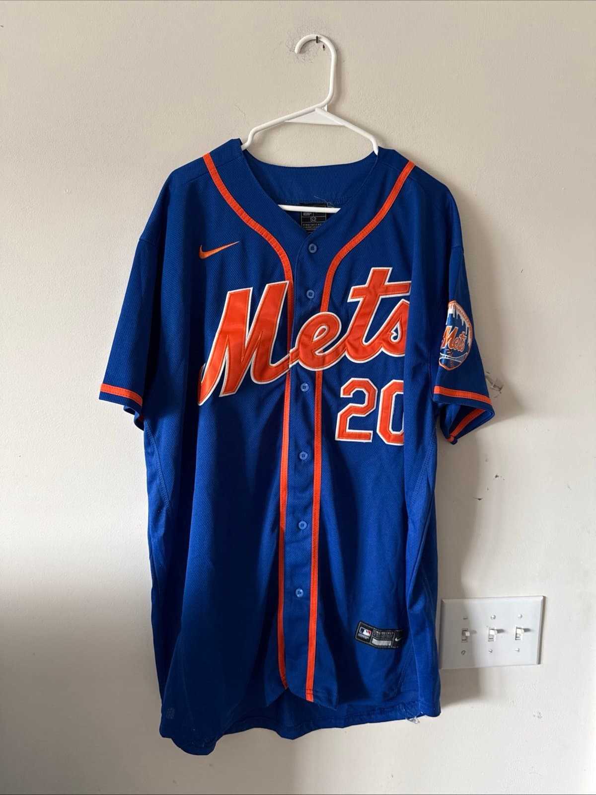 Men’s Nike Pete Alonso #20 New York Mets Elite Authentic Jersey Sz 52 Blue RARE - Image 1