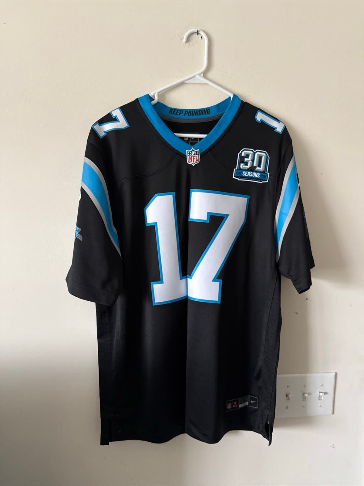 Men’s Nike Xavier Legette #17 Carolina Panthers 30 Seasons Jersey Sz L - RARE - Image 1