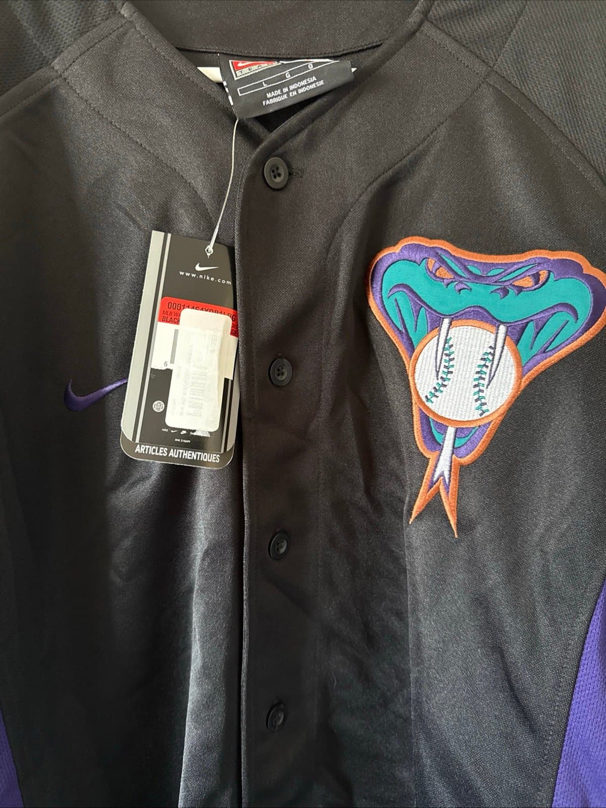 Men’s Nike Arizona Diamondbacks Snake Edition MLB Jersey Sz L - Black NWT - Thumbnail 2