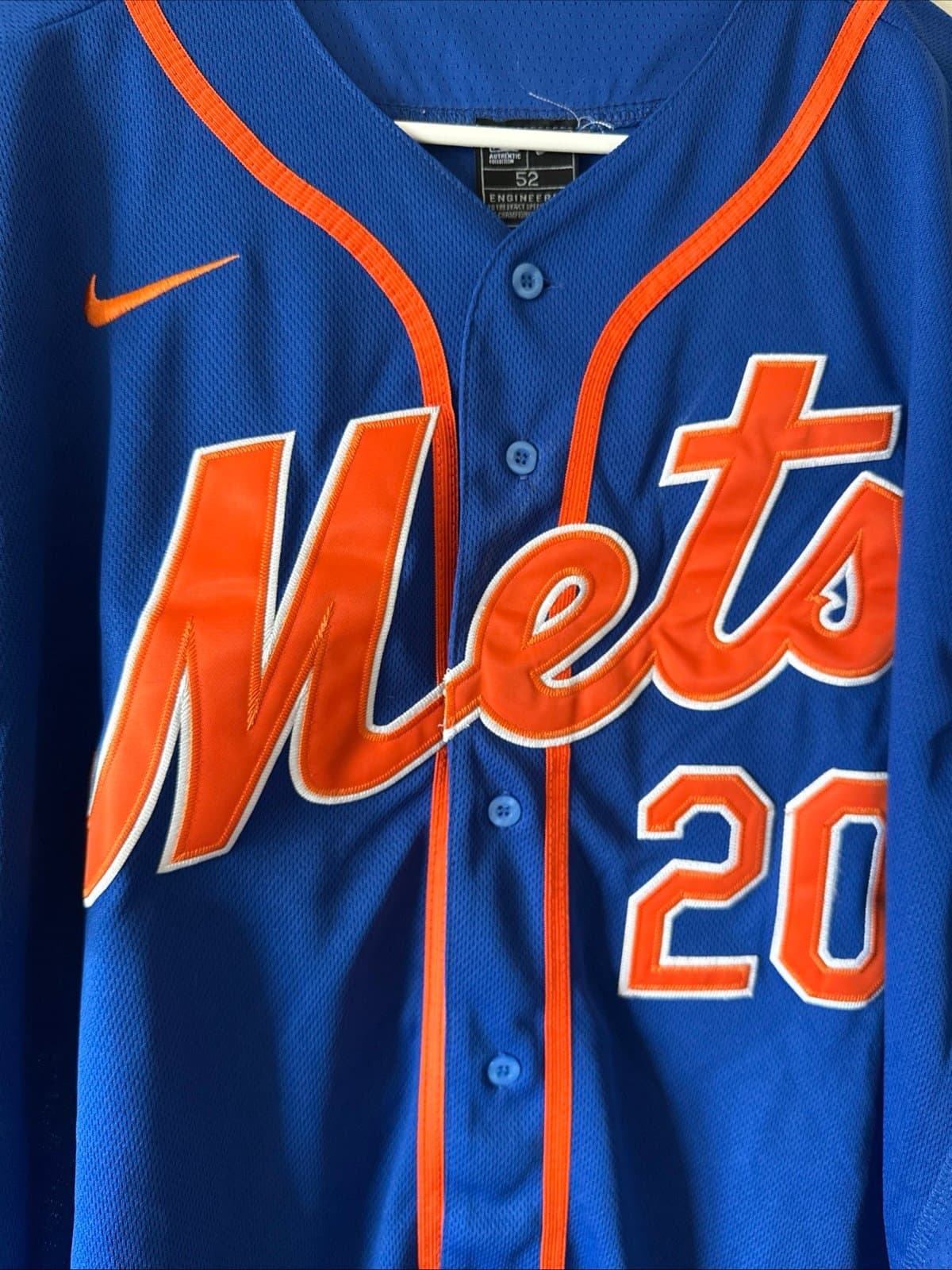 Men’s Nike Pete Alonso #20 New York Mets Elite Authentic Jersey Sz 52 Blue RARE - Thumbnail 2
