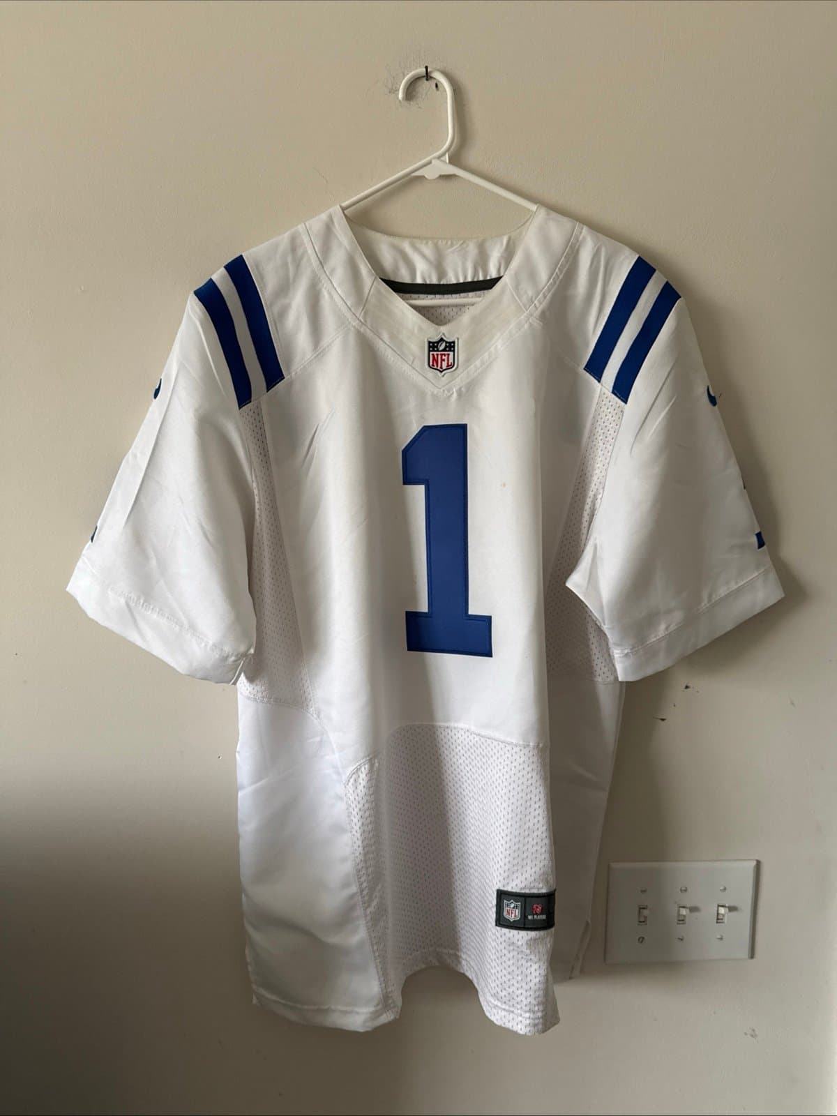 Men’s Nike Pat McAfee #1 Indianapolis Colts Vapor Elite Jersey Sz 48 White RARE - Image 1