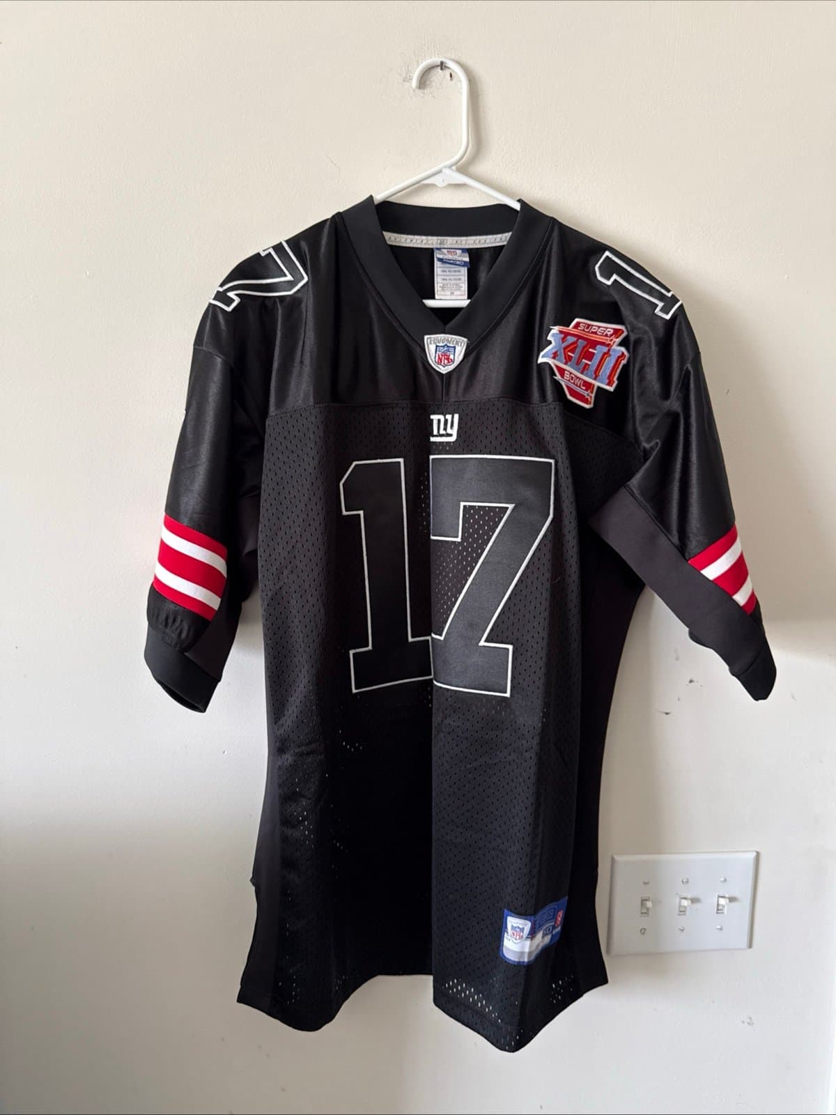 Men’s Reebok Plaxico Burress #17 NY Giants SB XLII Alternate Jersey Sz 50 RARE - Image 1