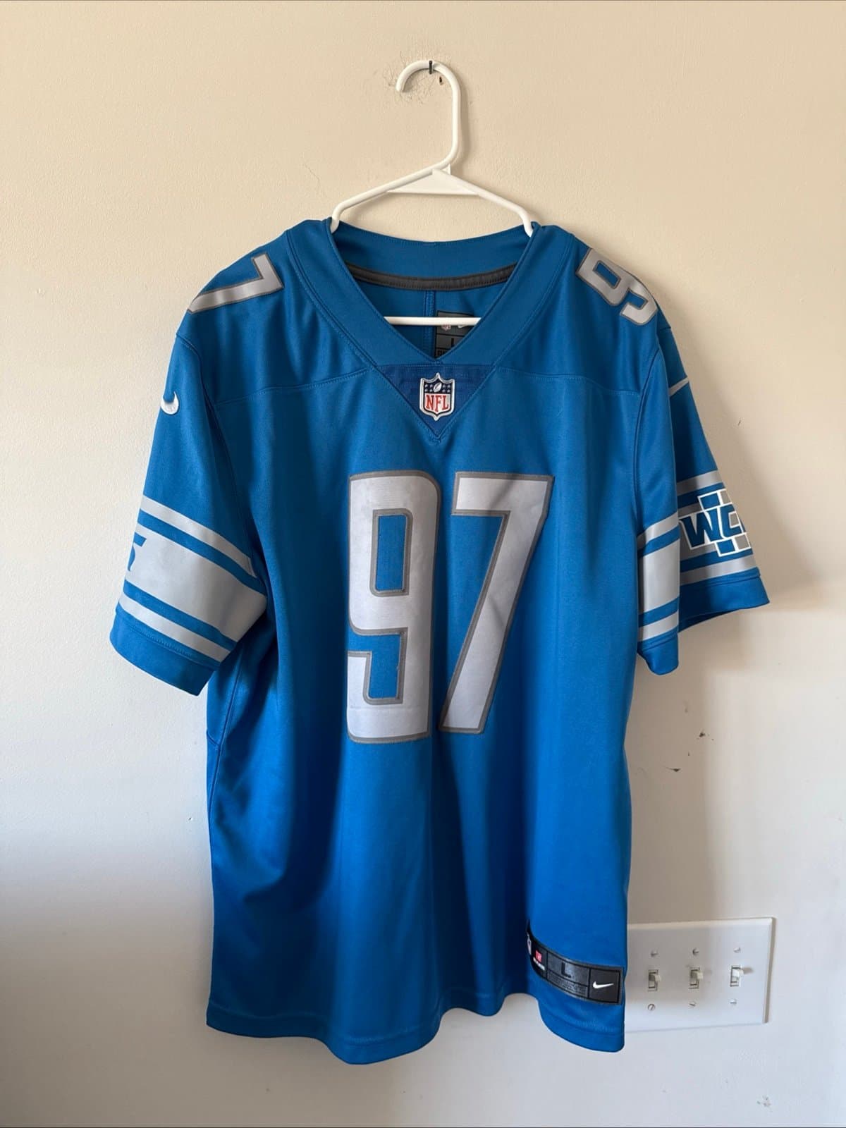 Men’s Nike Aidan Hutchinson #97 Detroit Lions NFL Vapor Lmtd Jersey Sz L - RARE - Image 1