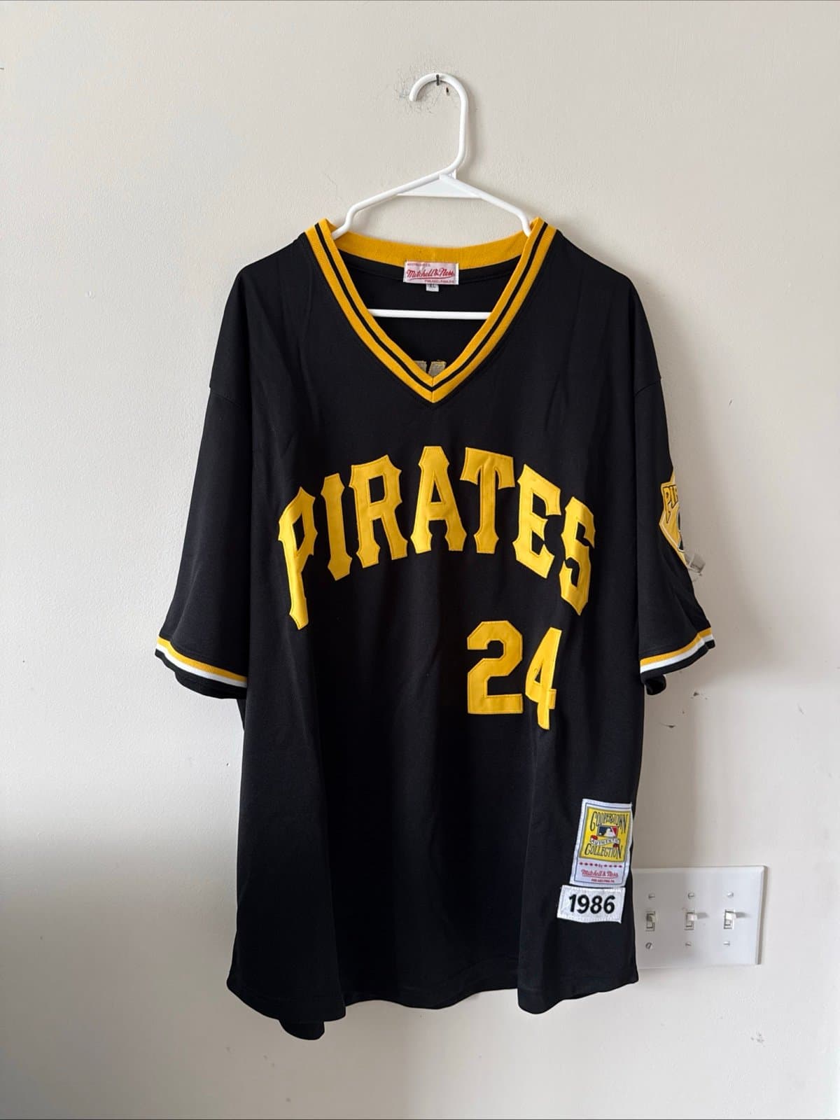 Men’s Mitchell & Ness Barry Bonds #24 Pittsburgh Pirates 1986 BP Jersey Sz XL - Image 1