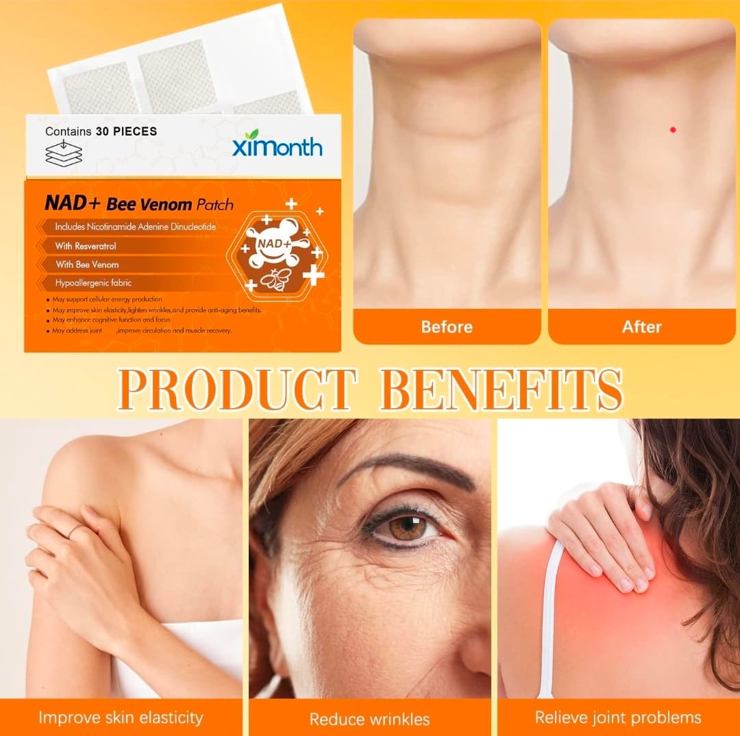 2packs Ximonth NAD+ Bee Venom Patch 30 Pieces Anti-Aging - Thumbnail 2