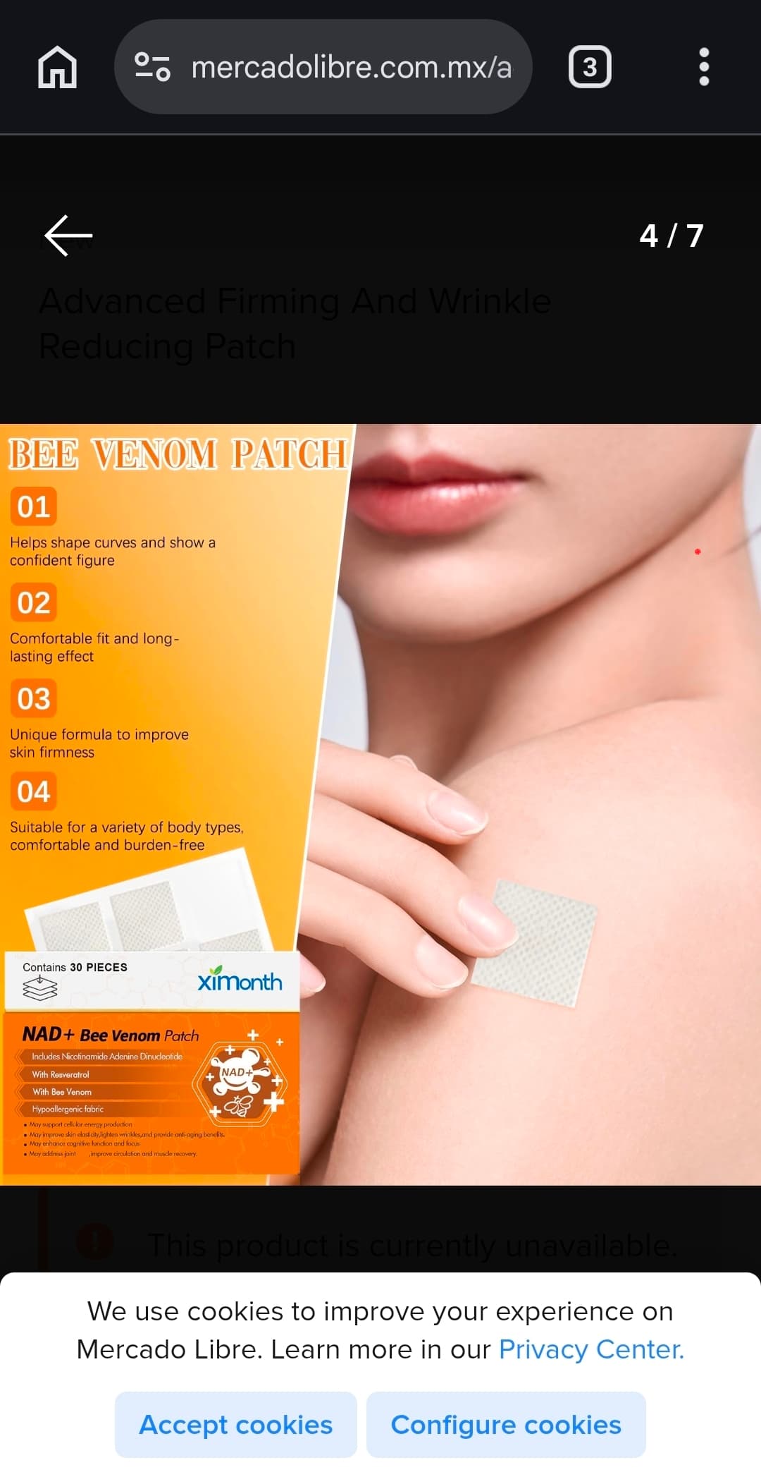 2packs Ximonth NAD+ Bee Venom Patch 30 Pieces Anti-Aging - Thumbnail 4