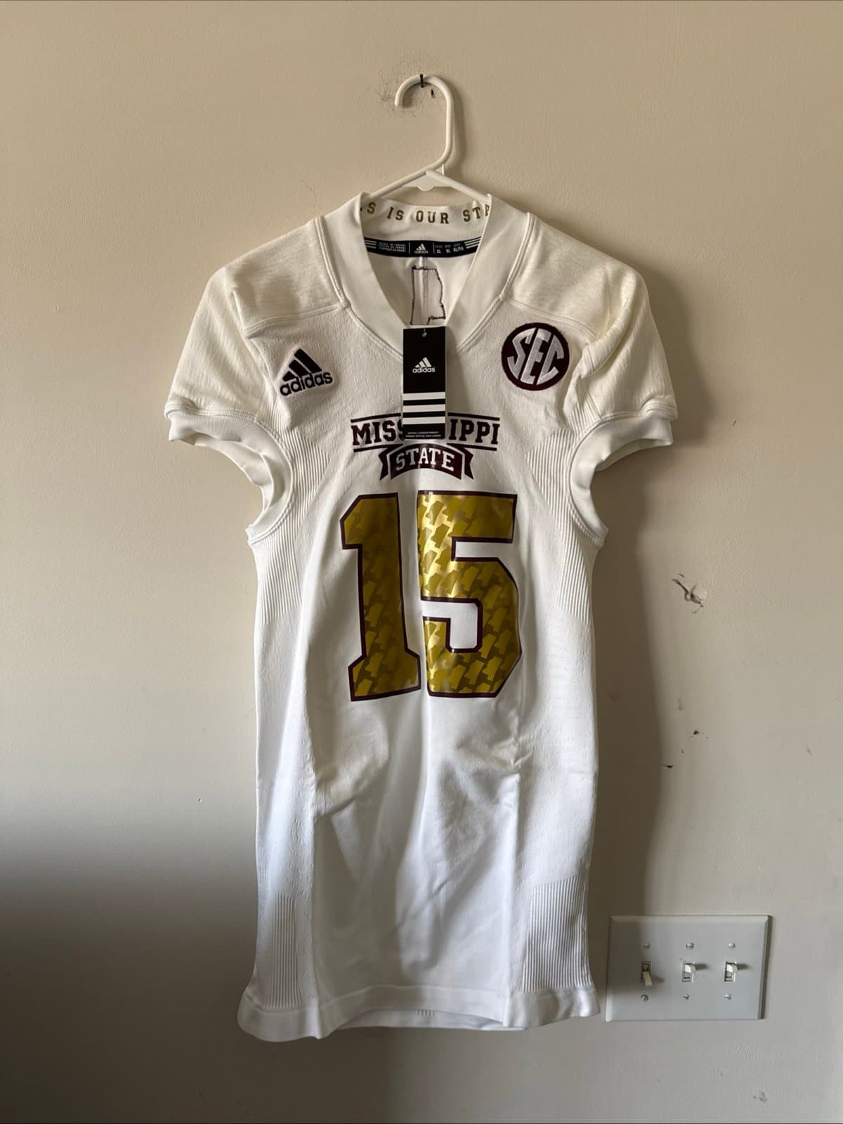 Men’s Adidas Mississipi State #15 Team Shockweb NCAA Jersey Sz XL - NWT RARE - Image 1