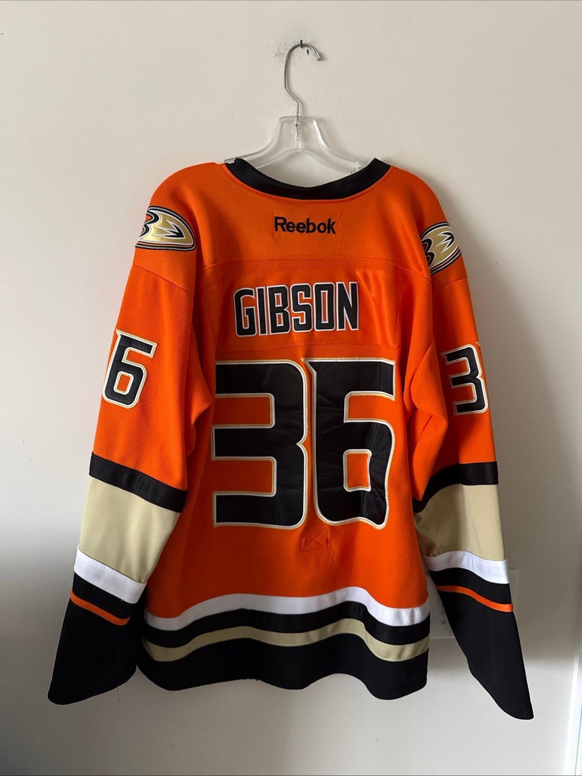 MEN’S REEBOK JOHN GIBSON #36 2015 REEBOK ANAHEIM DUCKS 3rd JERSEY SZ 52 RARE - Thumbnail 6