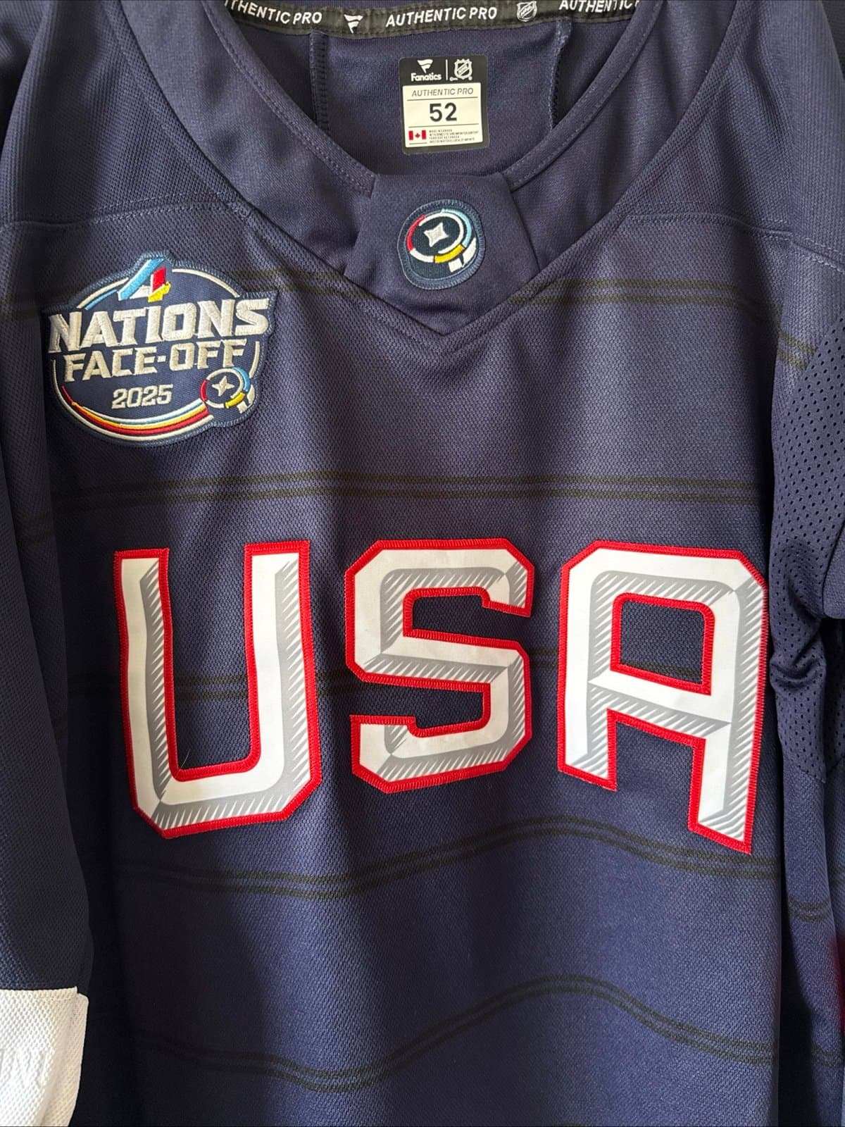 Men’s Fanatics Jack Hughes #86 Team USA 4 Nations Faceoff Jersey Size 52 - RARE - Thumbnail 2