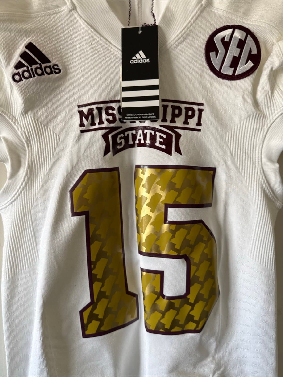 Men’s Adidas Mississipi State #15 Team Shockweb NCAA Jersey Sz XL - NWT RARE - Thumbnail 2
