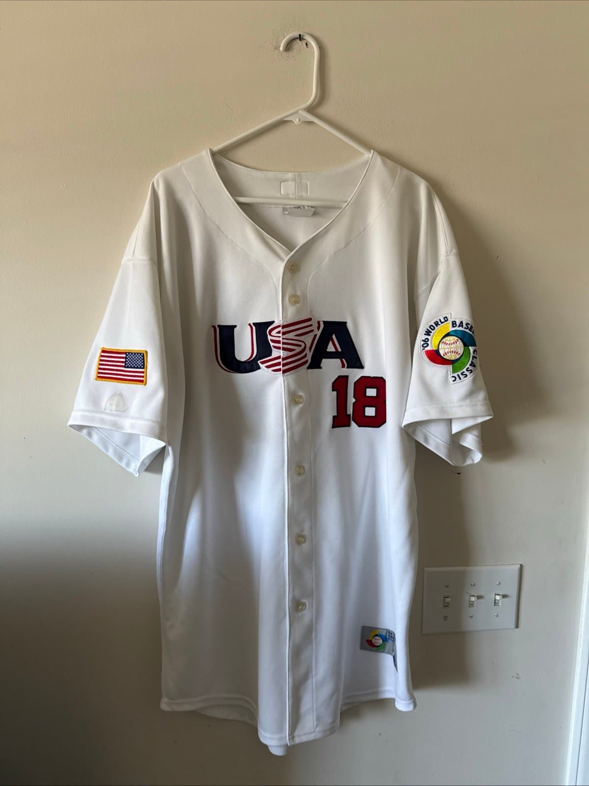 Men’s Majestic Johnny Damon #18 Team USA 2006 WBC Baseball Jersey Sz 52 - RARE - Image 1