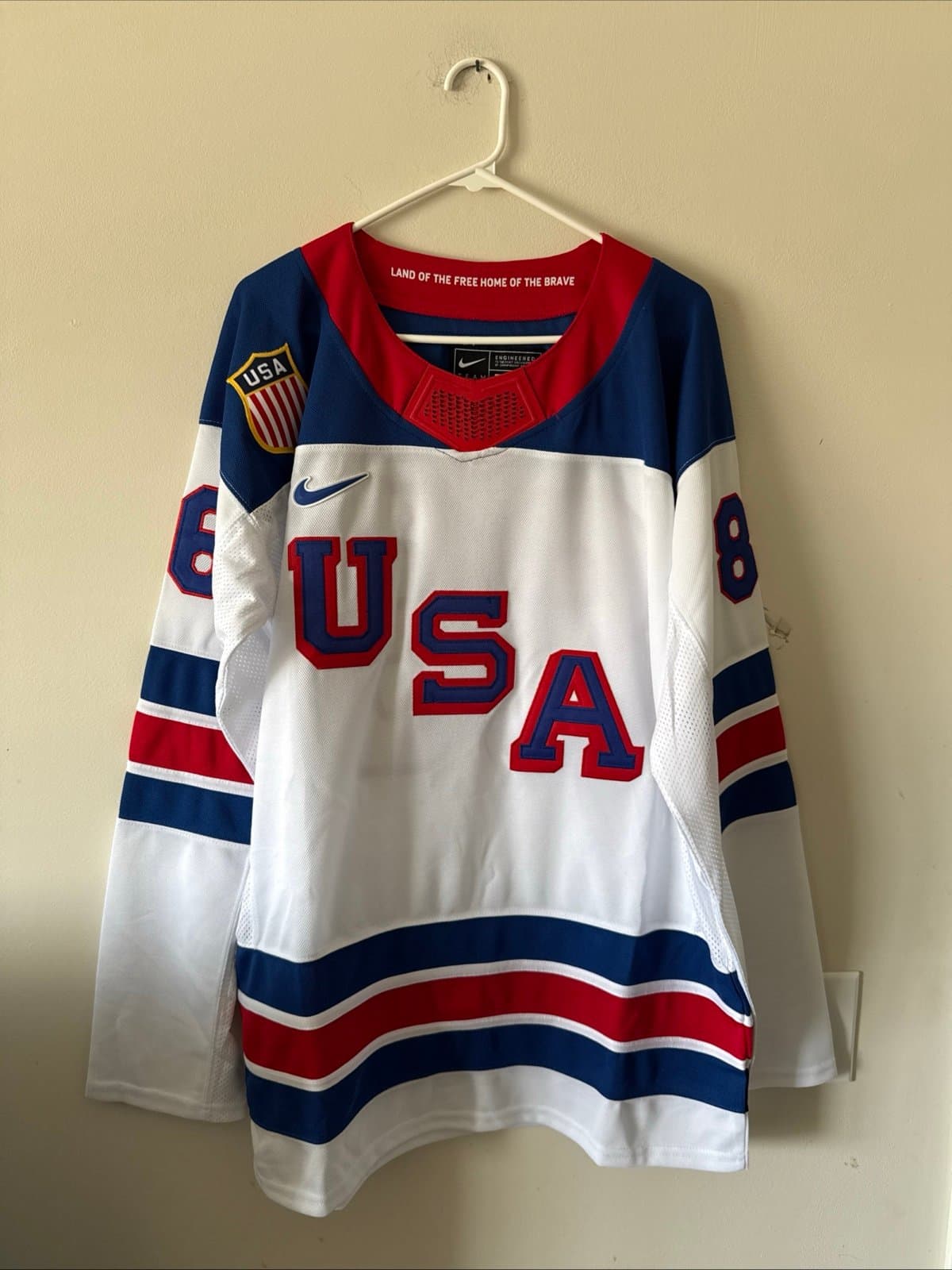 Men’s Nike Jack Hughes #86 Team USA Hockey Jersey 2026 Olympics Sz L White RARE - Image 1