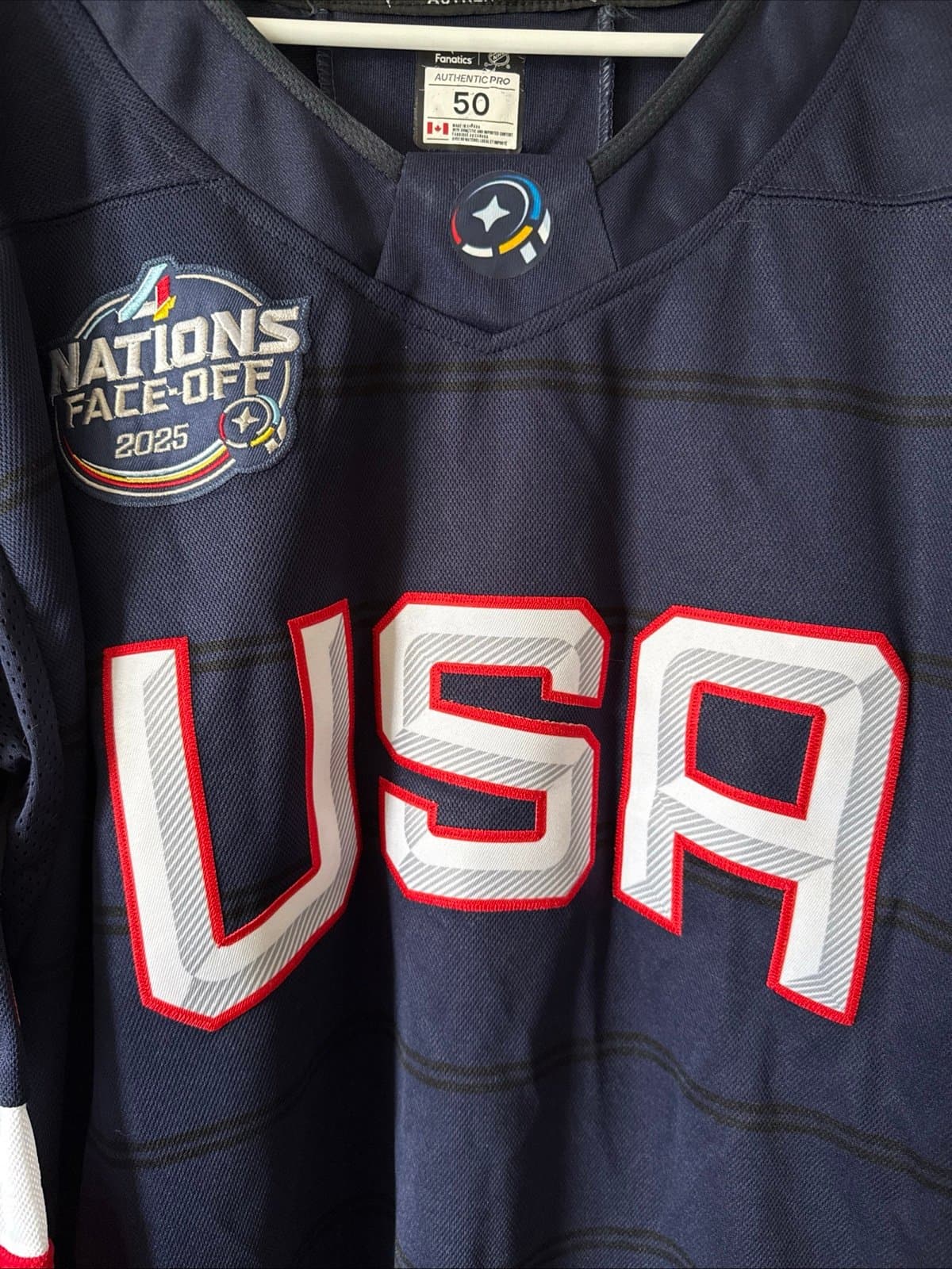 Men’s Fanatics Brock Nelson #29 Team USA 4 Nations Faceoff Jersey Sz 50 RARE - Thumbnail 2