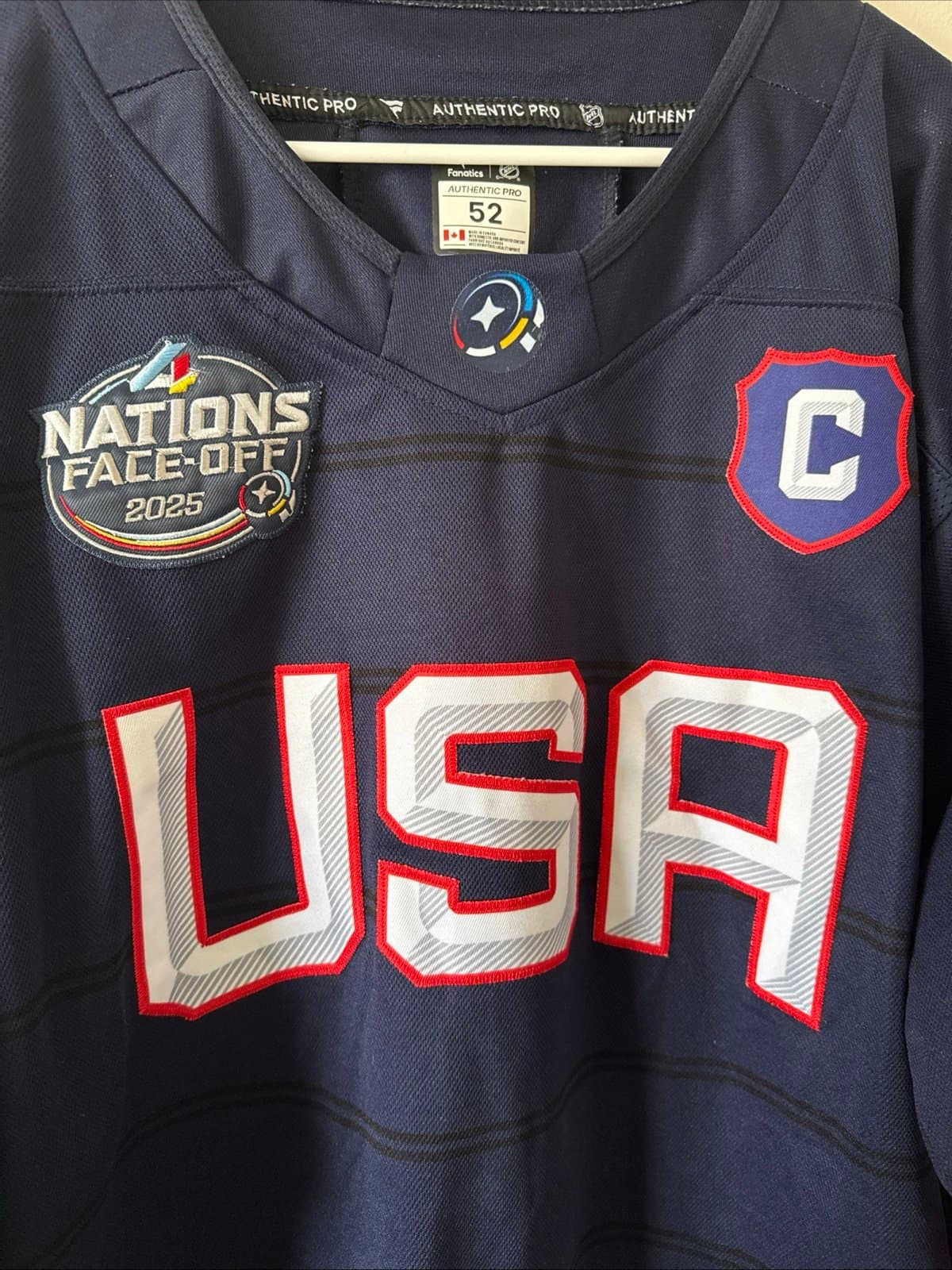 Men’s Fanatics Auston Matthews #34 Team USA 4 Nations Faceoff Jersey Sz 52 RARE - Thumbnail 2