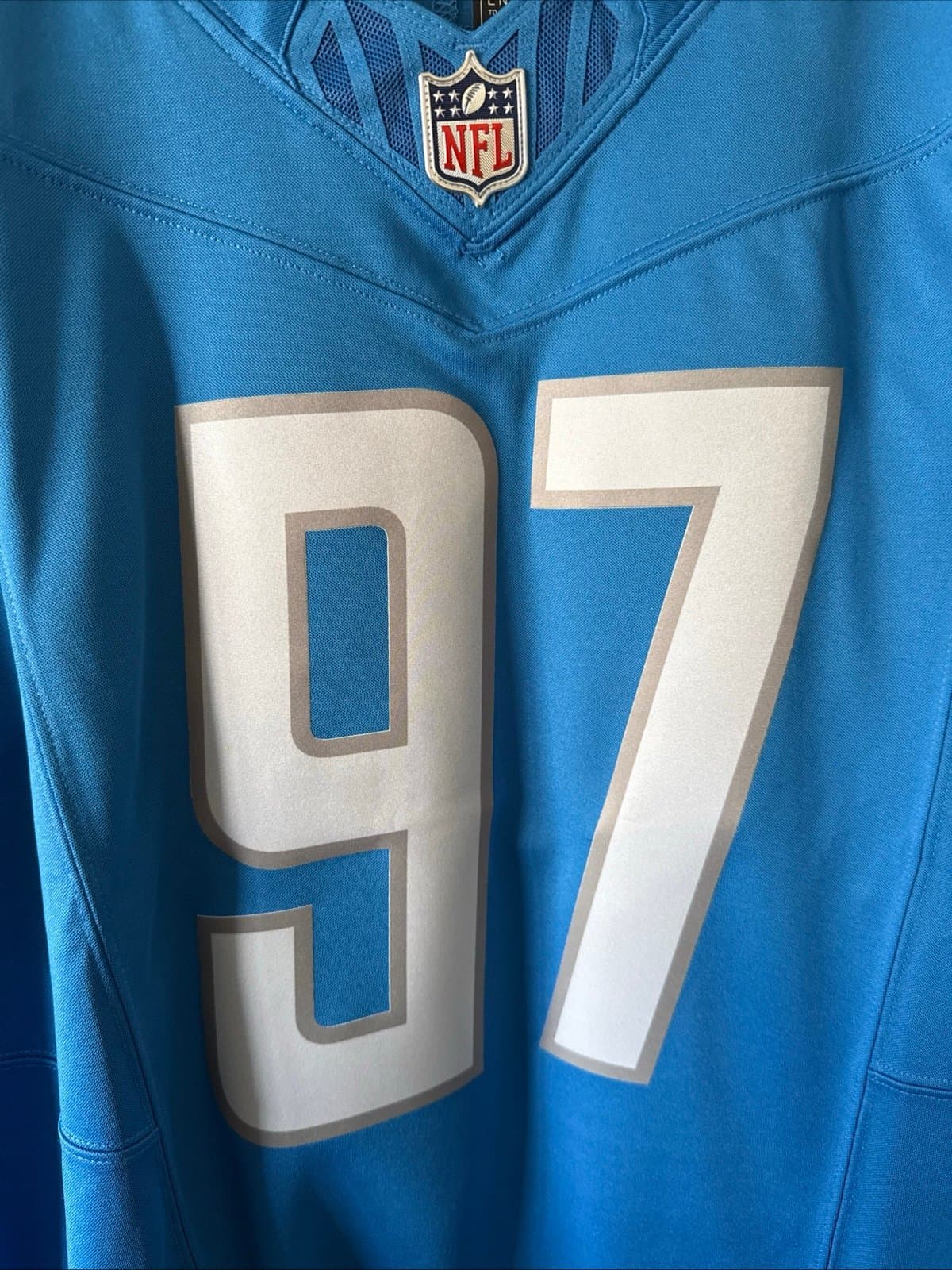 Men’s Nike Aidan Hutchinson #97 Detroit Lions NFL Vapor Lmtd Jersey Sz L - RARE - Thumbnail 2