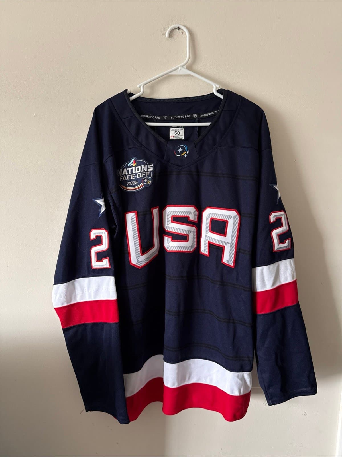 Men’s Fanatics Brock Nelson #29 Team USA 4 Nations Faceoff Jersey Sz 50 RARE - Image 1