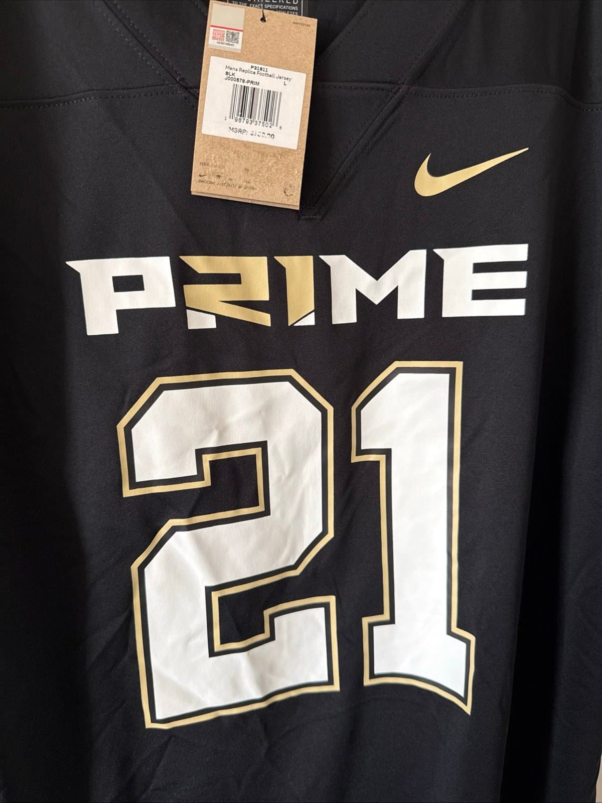 Men’s Nike Coach Prime #21 Deion Sanders 2.0 Dri-Fit Jersey Sz L - Black NWT - Thumbnail 2