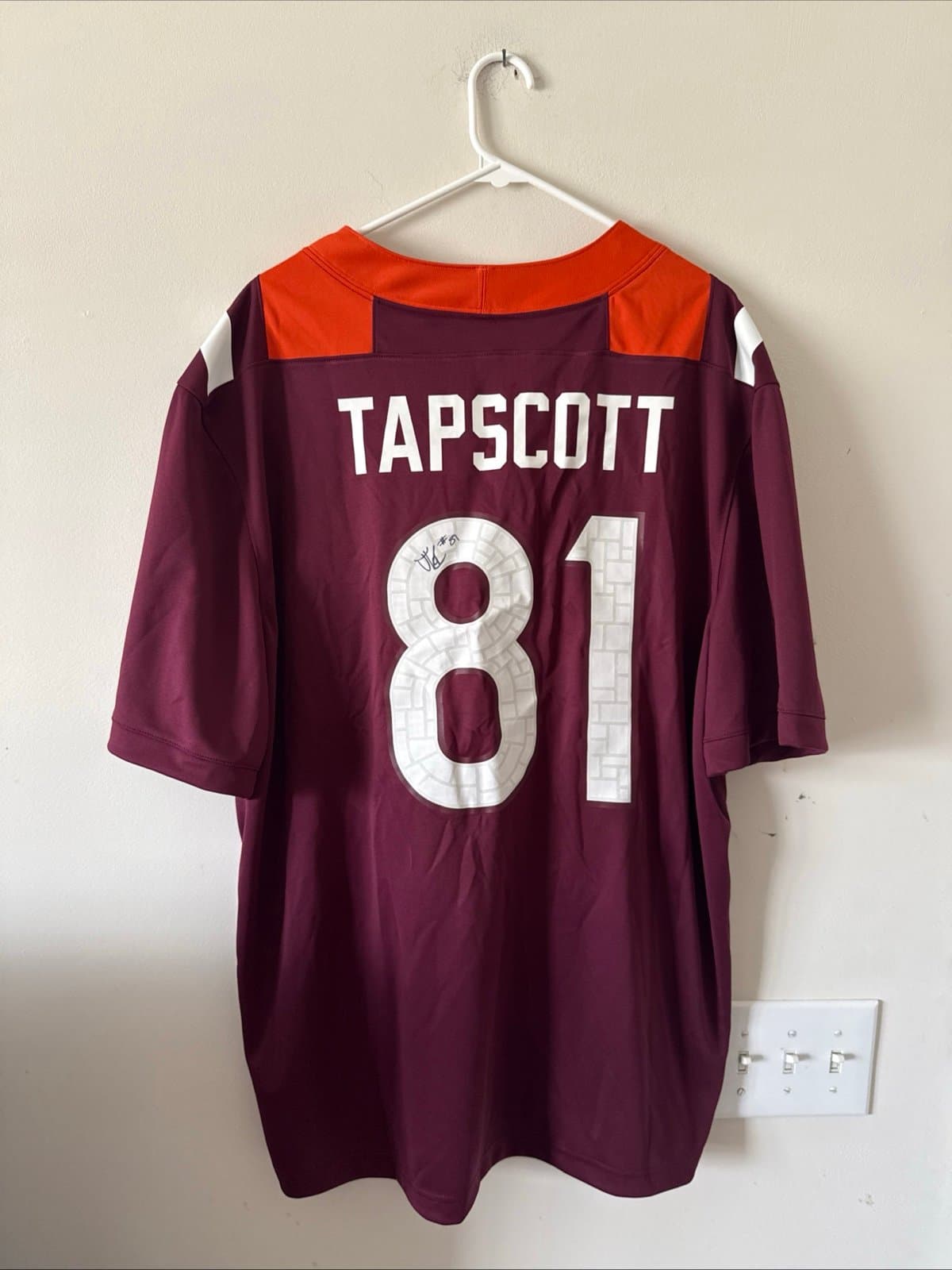 Men’s Nike Jordan Tapscott #81 Autographed VT Hokies Jersey Sz 2XL - NWT RARE - Image 1