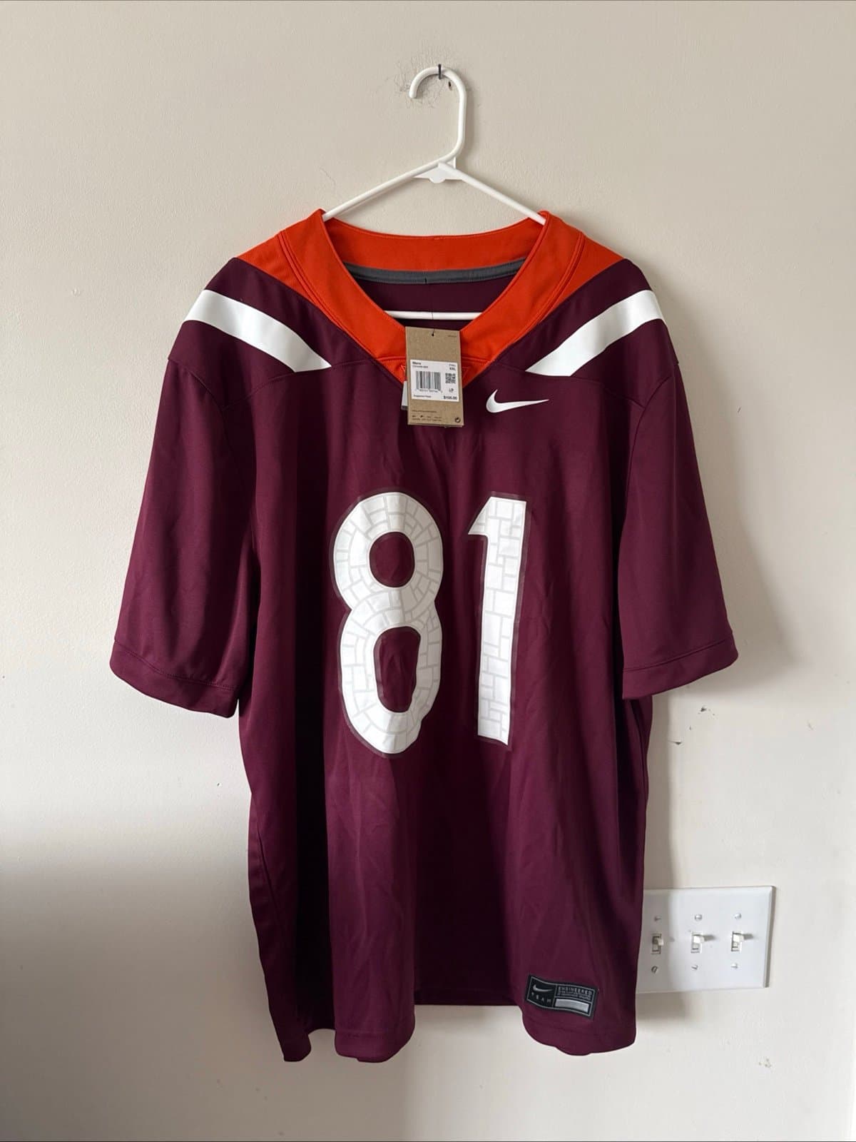 Men’s Nike Jordan Tapscott #81 Autographed VT Hokies Jersey Sz 2XL - NWT RARE - Thumbnail 6